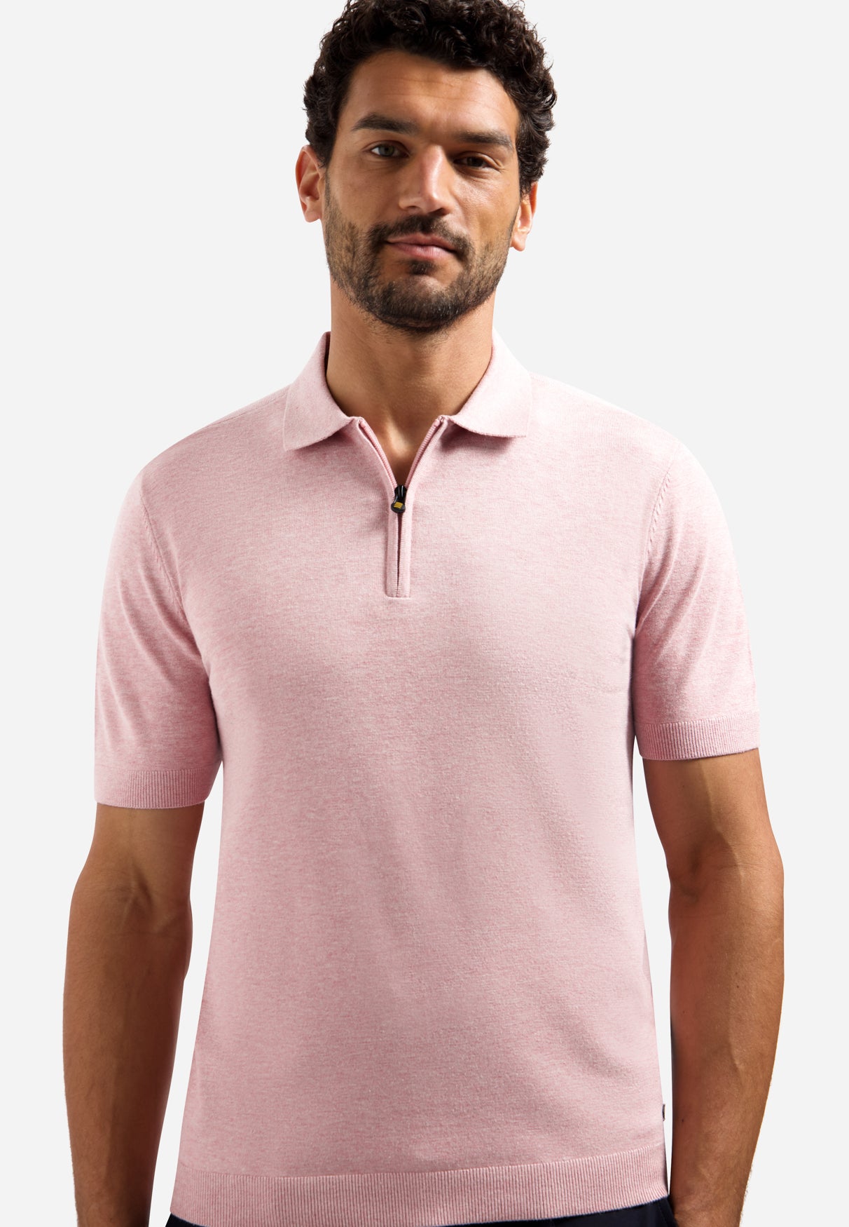 Gebreide polo met halve rits | Light Mauve