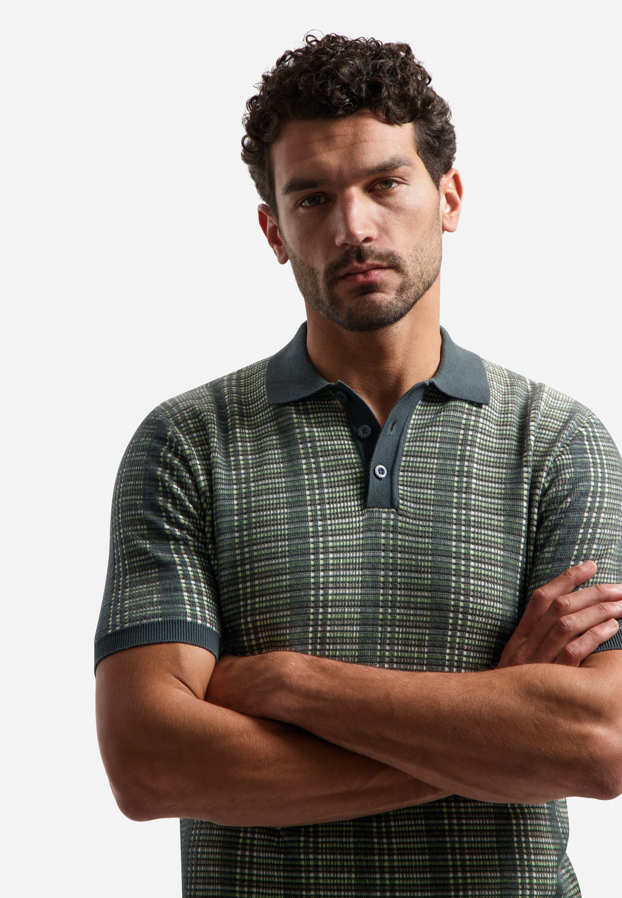 Knitted polo shirt | Dark Steel