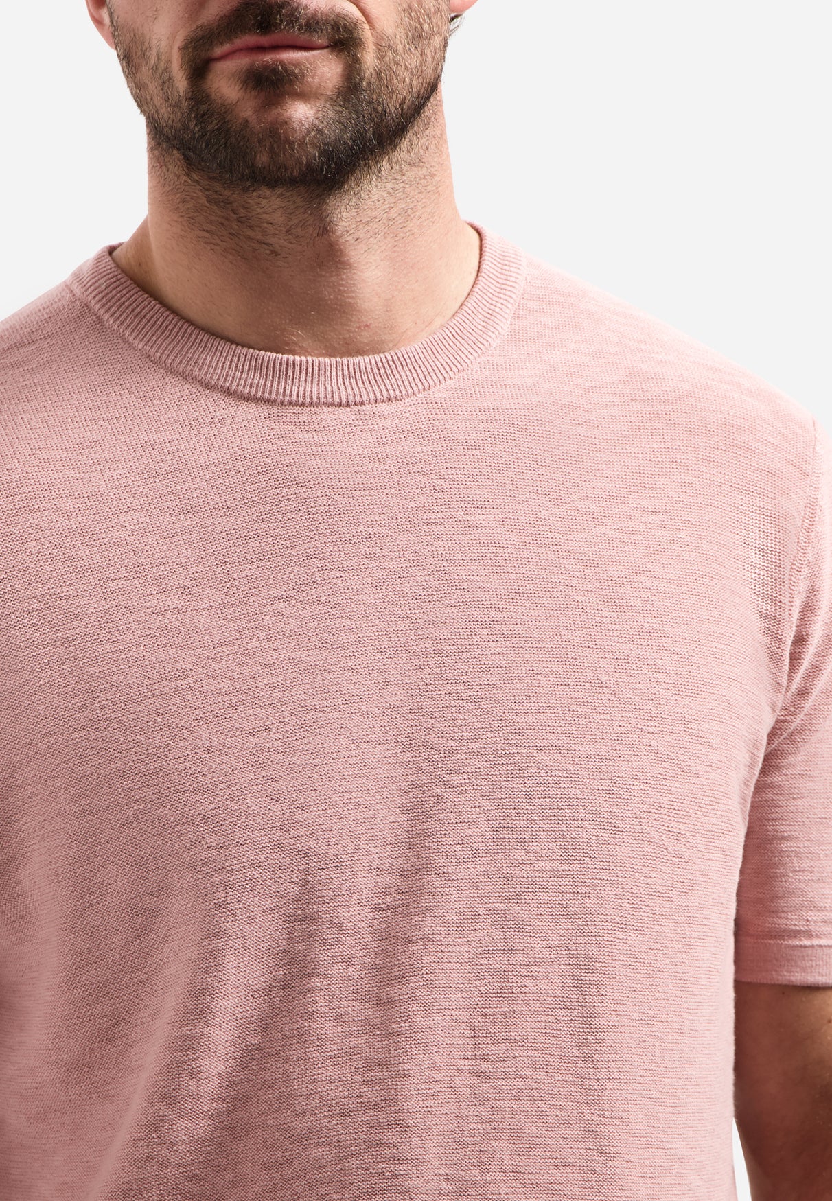 Gebreid slub T-shirt | Light Mauve