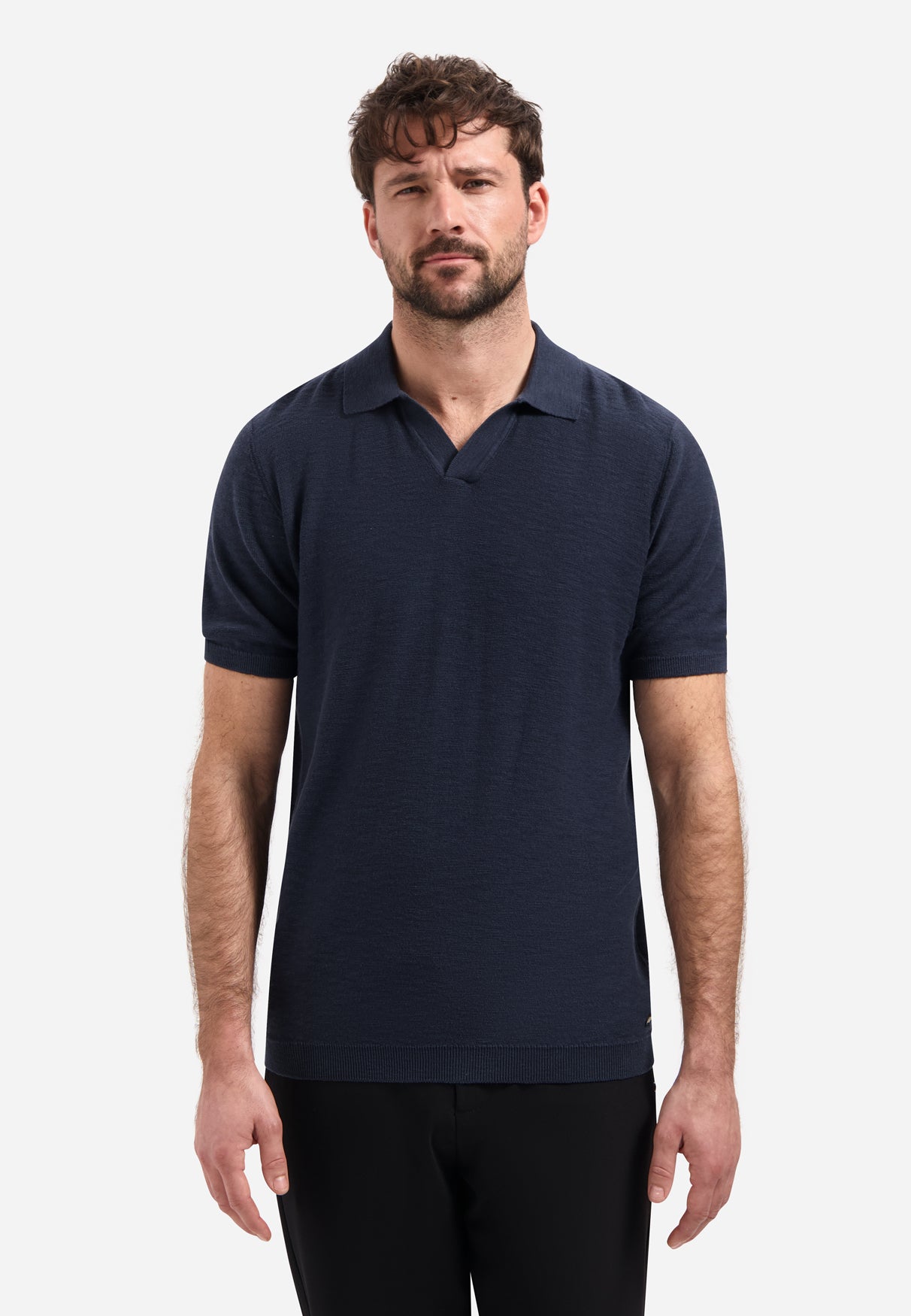 Gebreide V-hals polo | Night