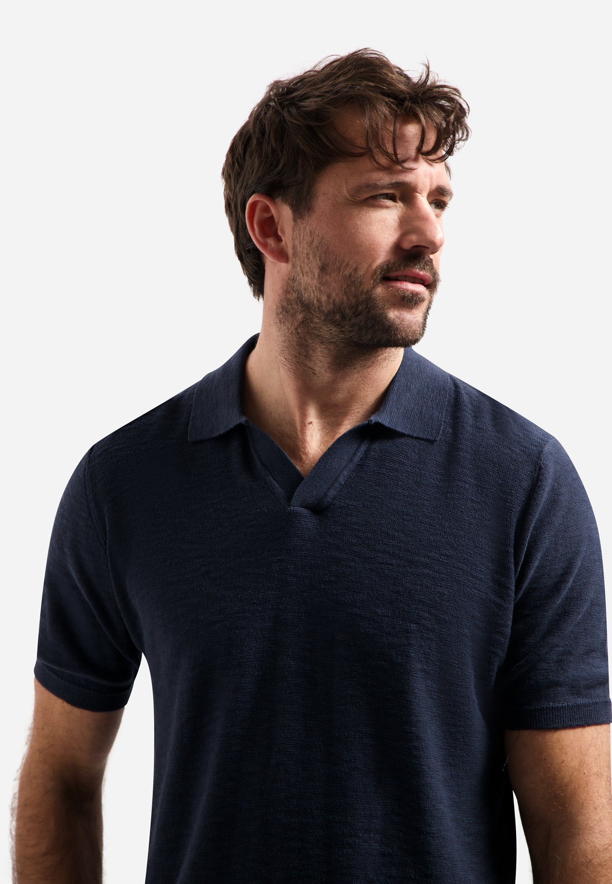 Gebreide V-hals polo | Night