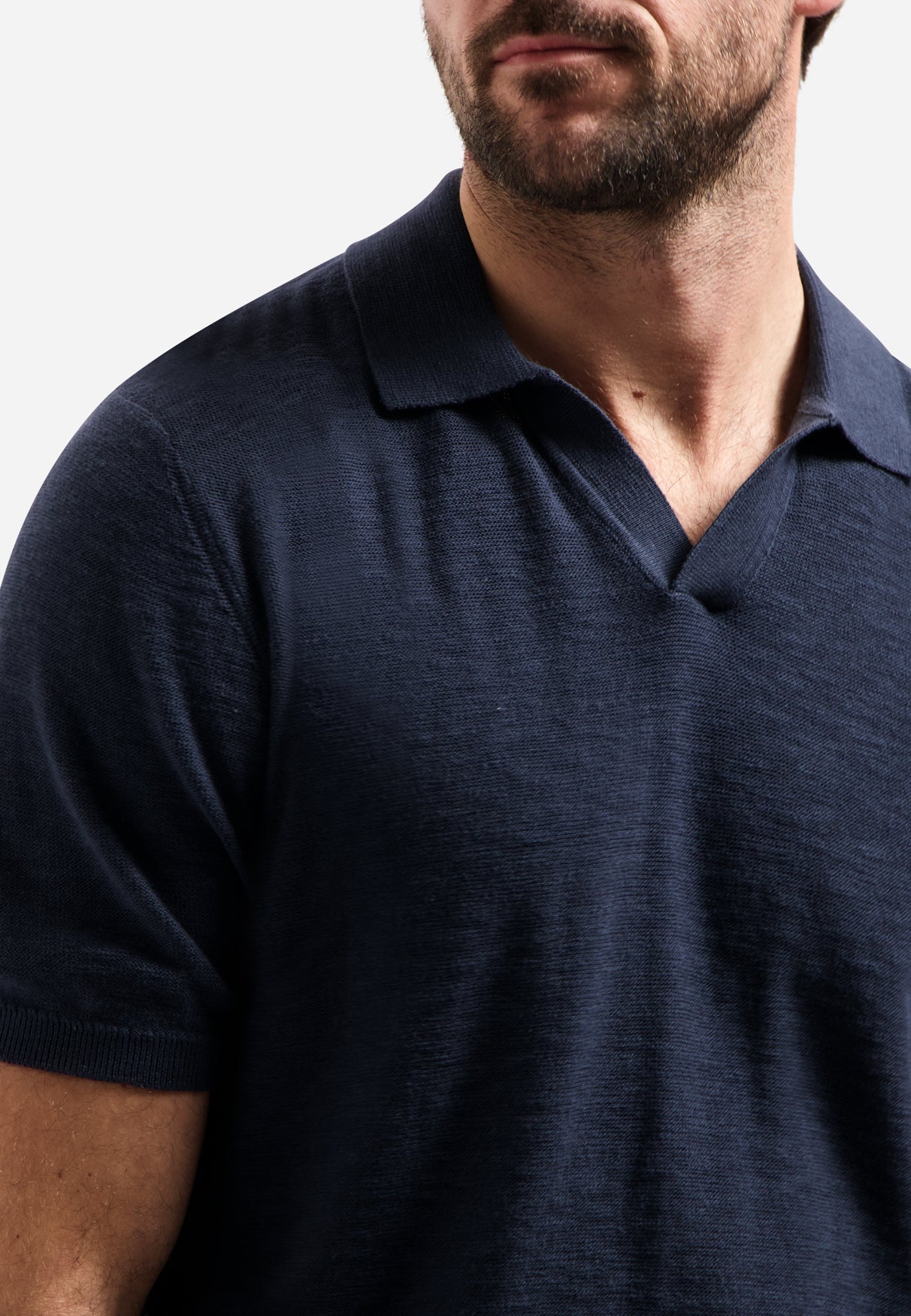 Gebreide V-hals polo | Night