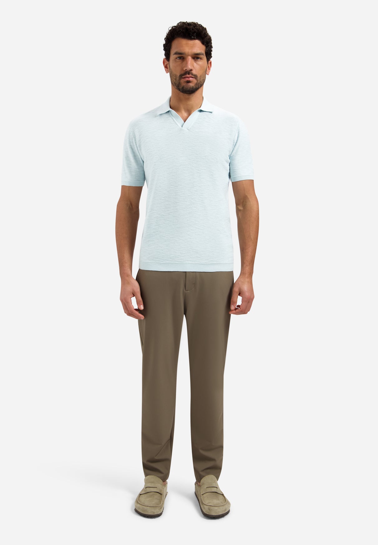 Polo tricoté à col en V | Sky