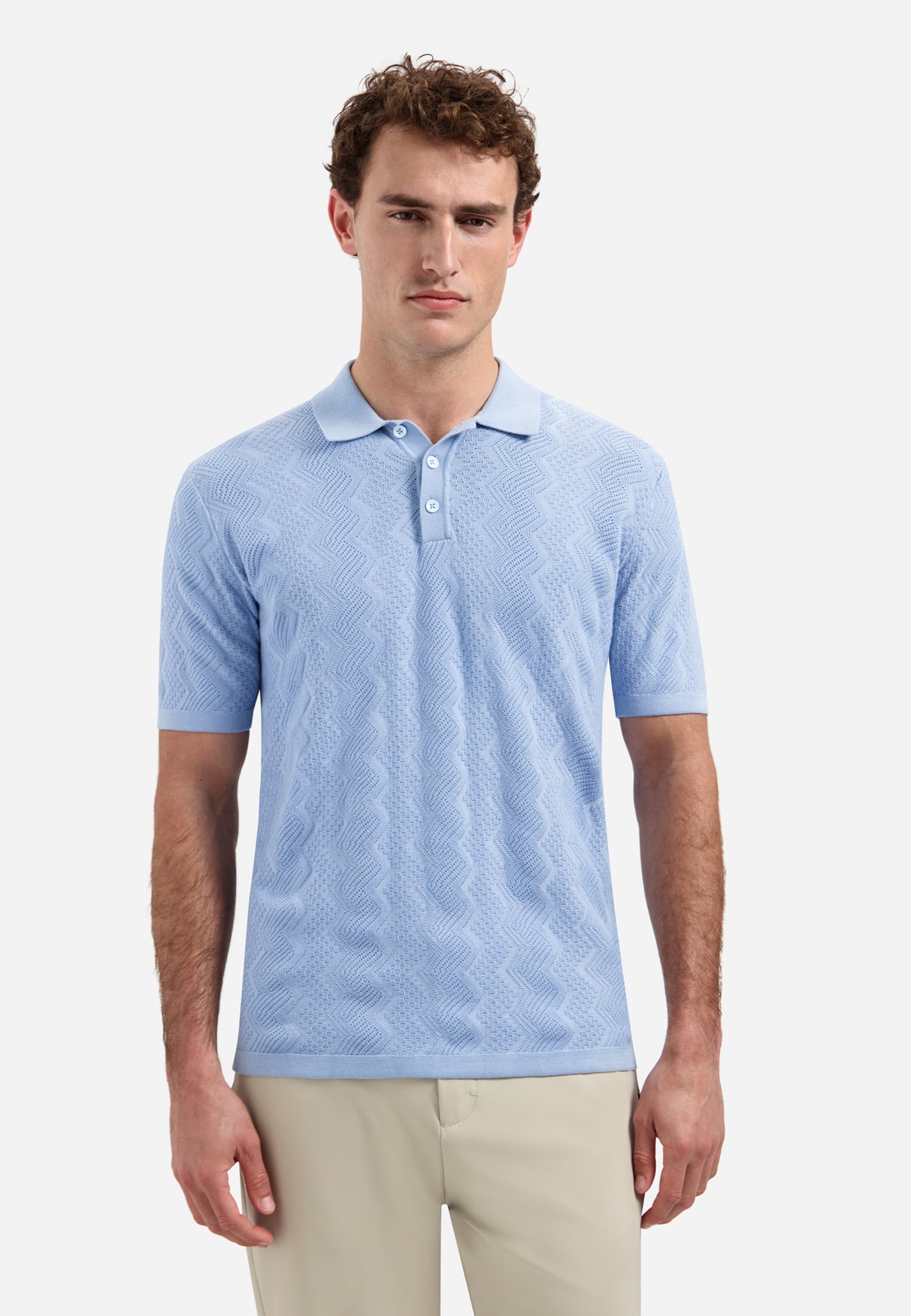 Gebreide polo met reliëf | Blue