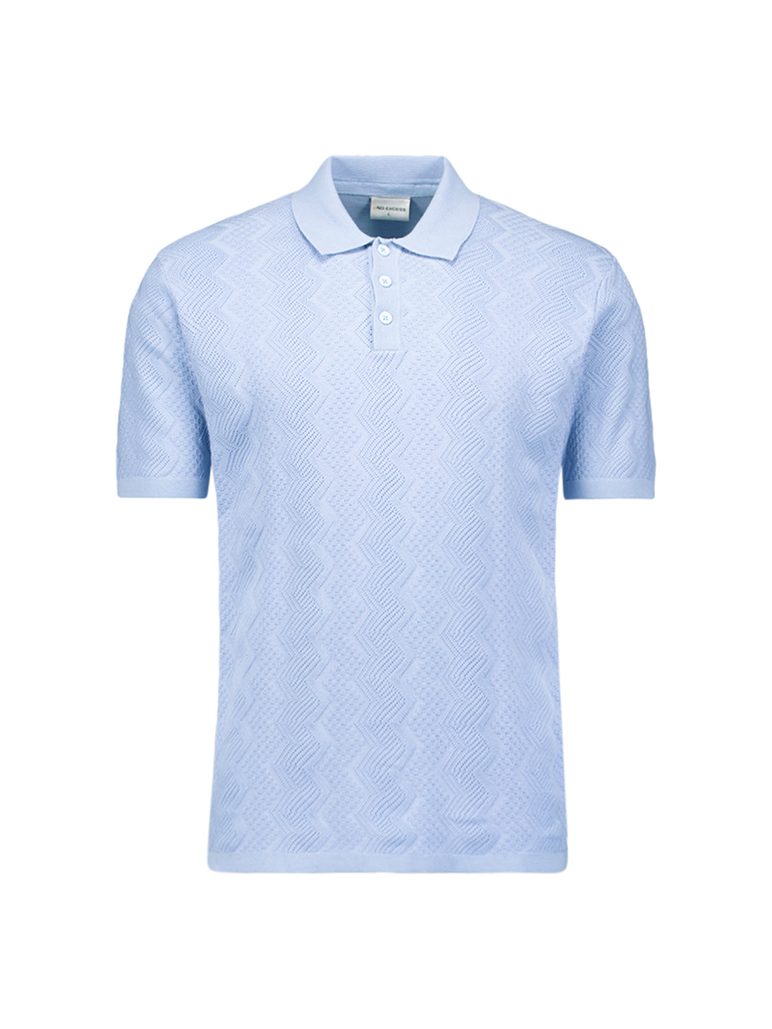 Gebreide polo met reliëf | Blauw