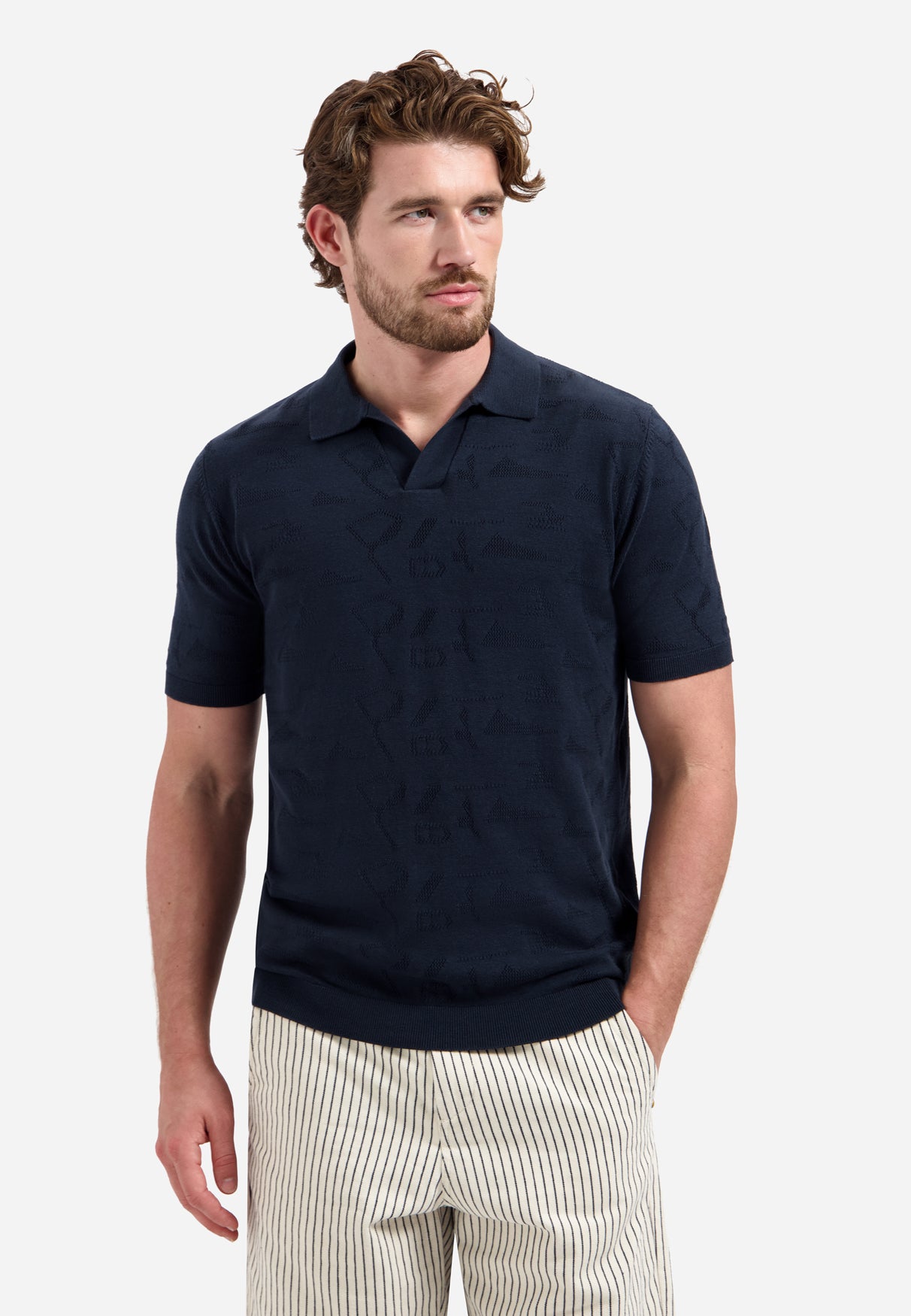 Gebreide jacquard polo | Night