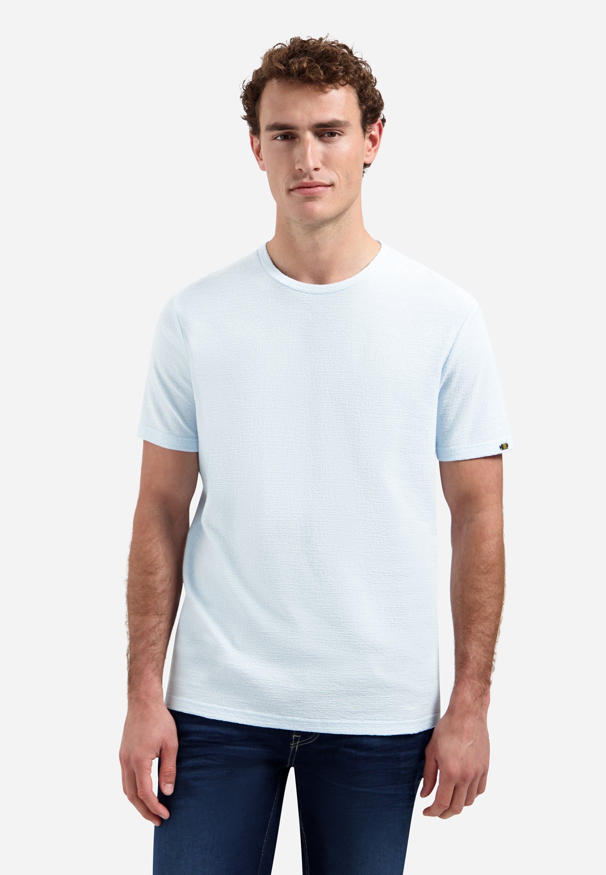 T-shirt uni à col rond | Sky