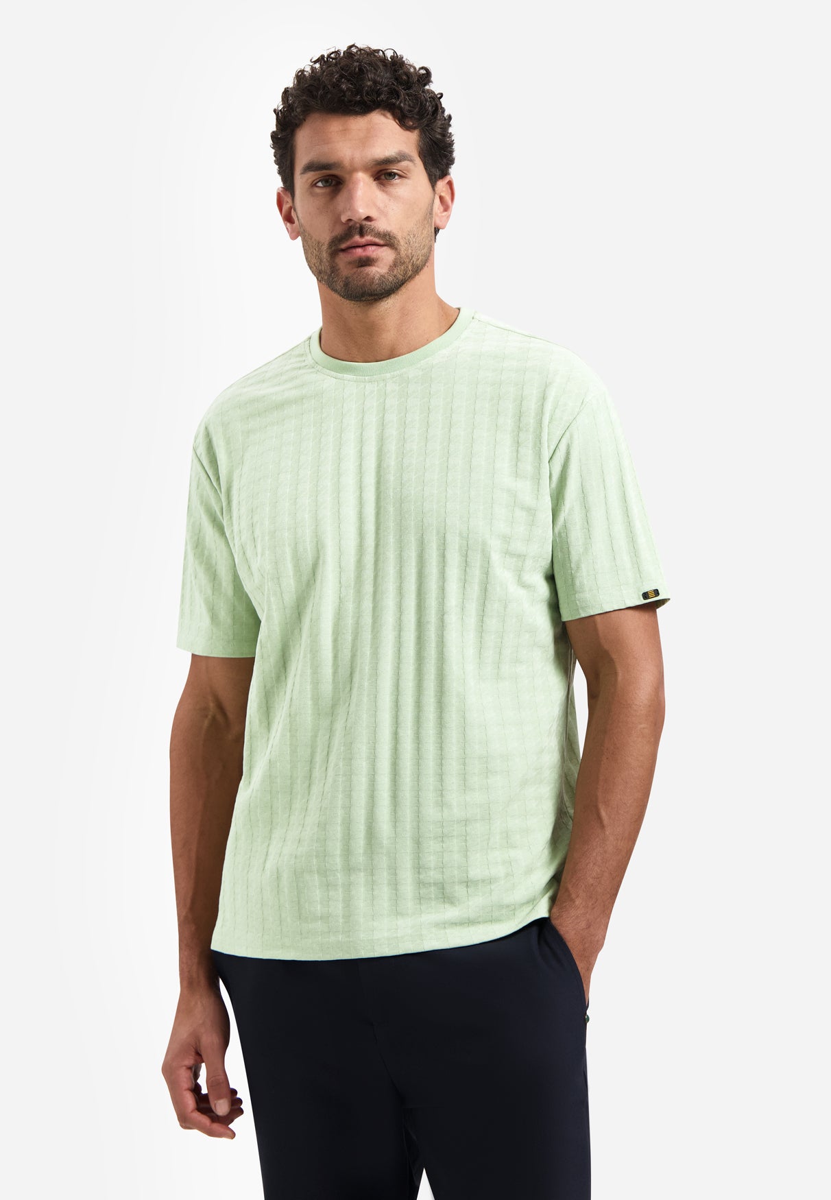 Effen T-shirt met reliëfstructuur | Green