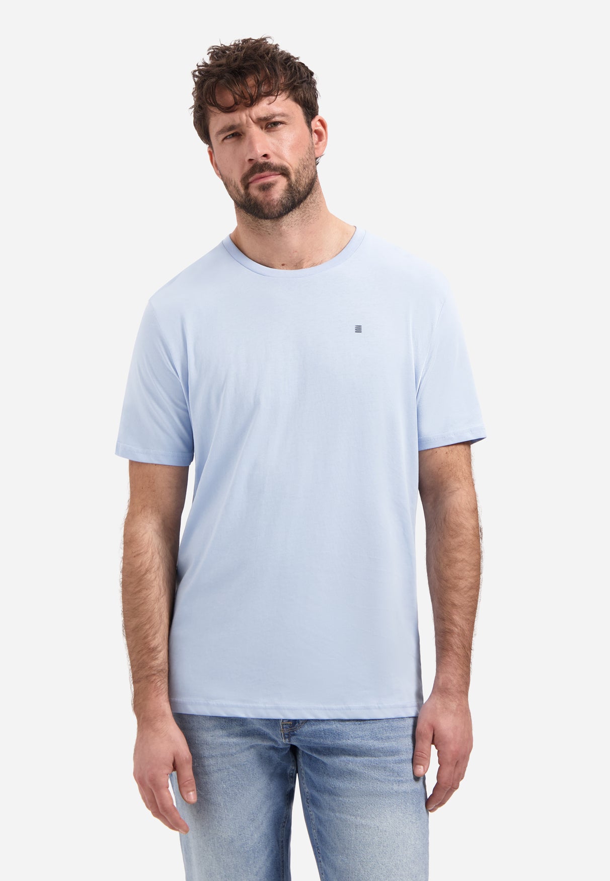 Basic effen T-shirt met ronde hals | Blue