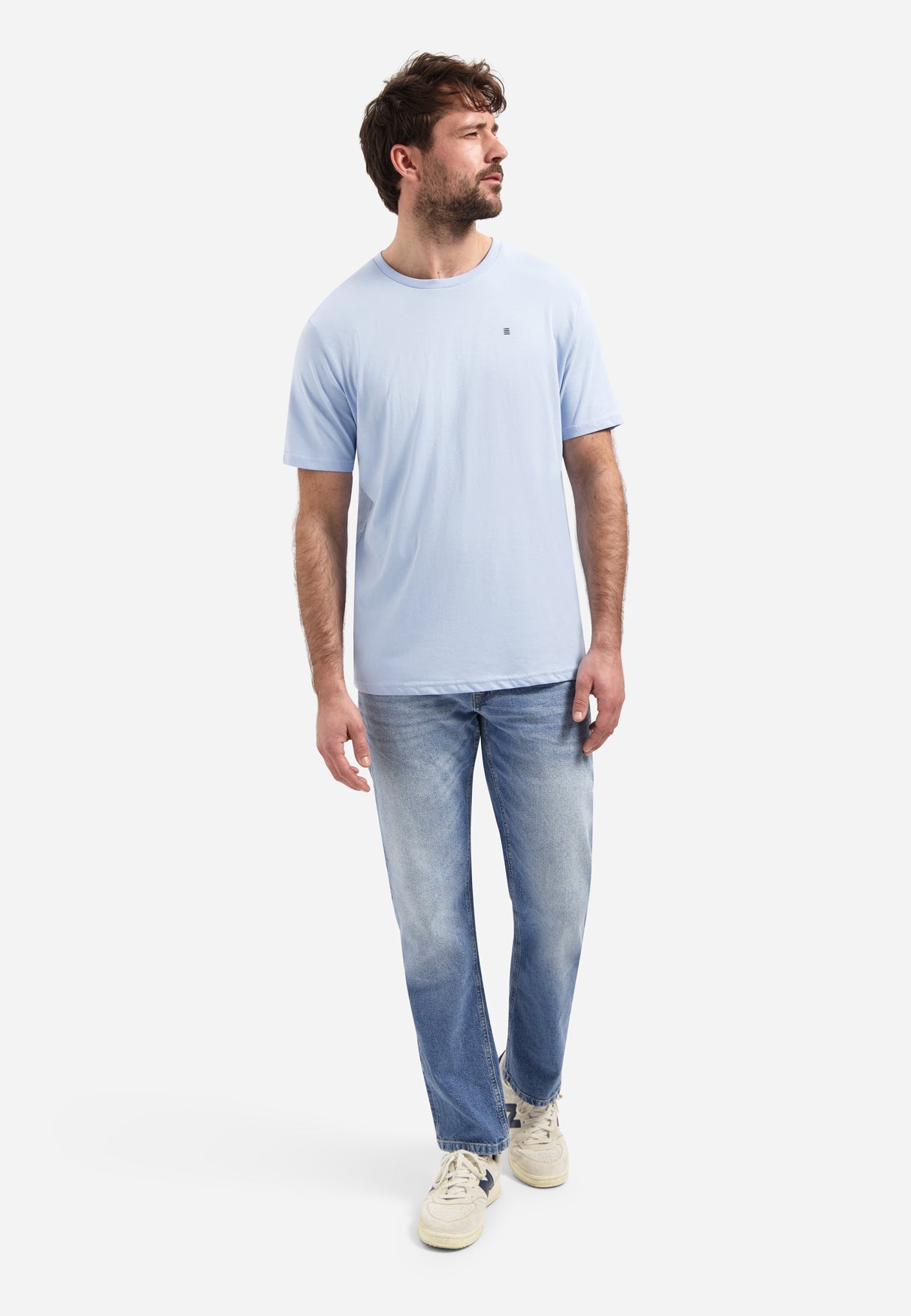 Basic effen T-shirt met ronde hals | Blue