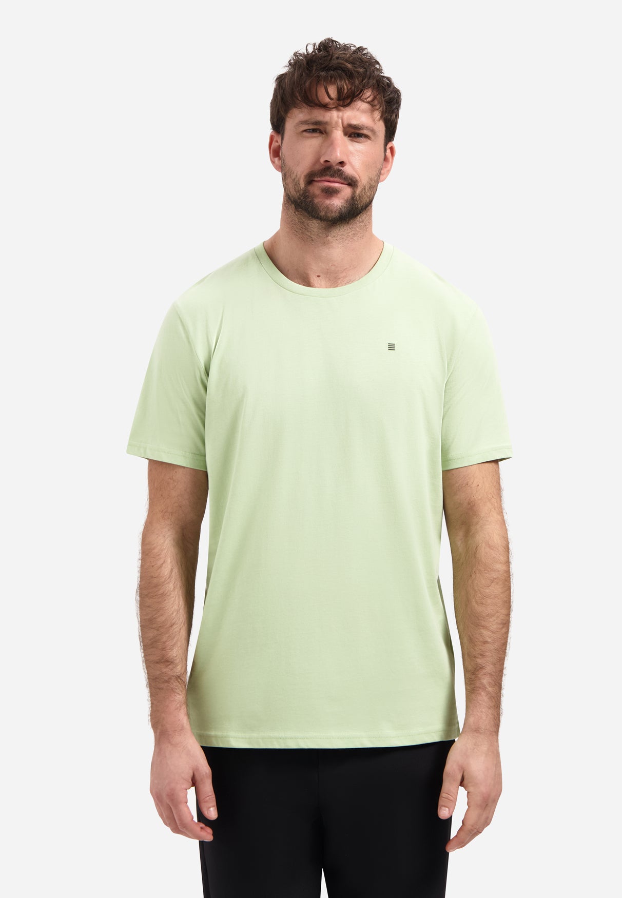 Basic effen T-shirt met ronde hals | Green