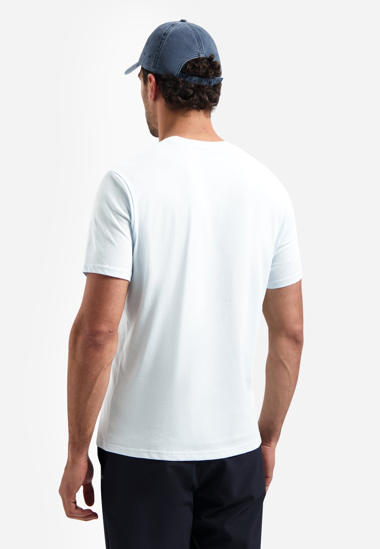 Basic effen T-shirt met ronde hals | Sky