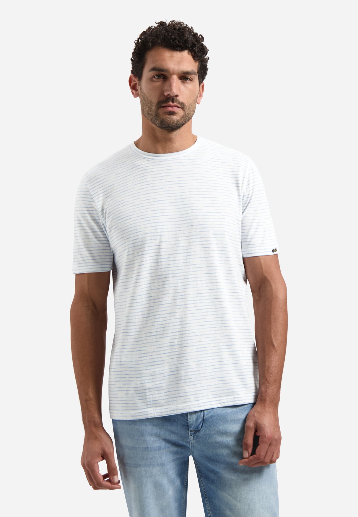 Striped T-shirt with round neck | Blue