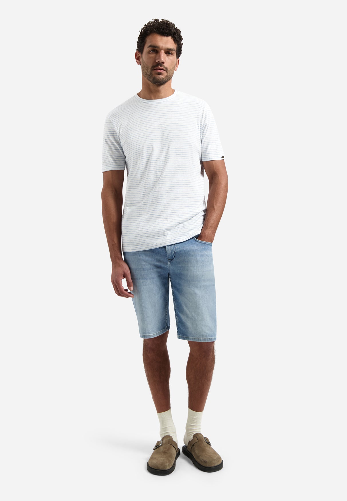 Striped T-shirt with round neck | Blue