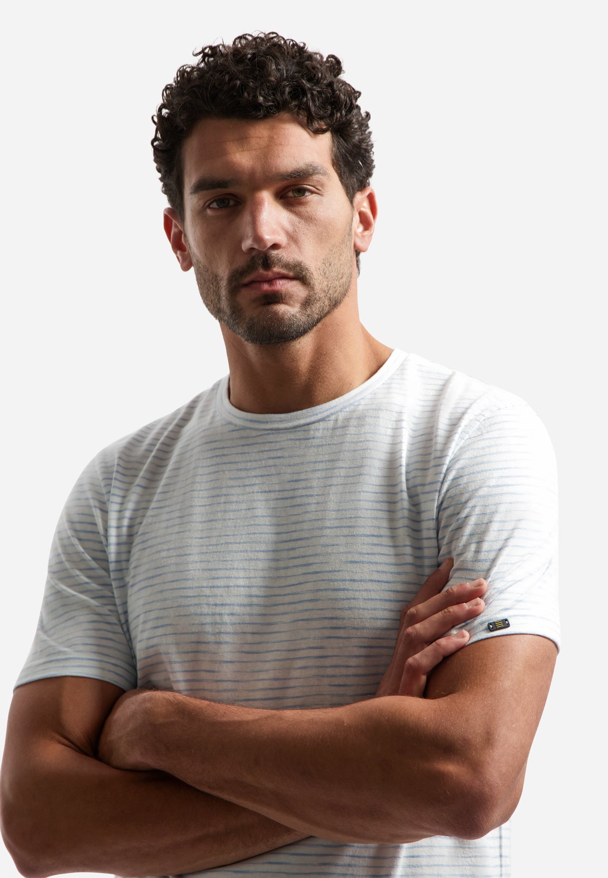 Striped T-shirt with round neck | Blue