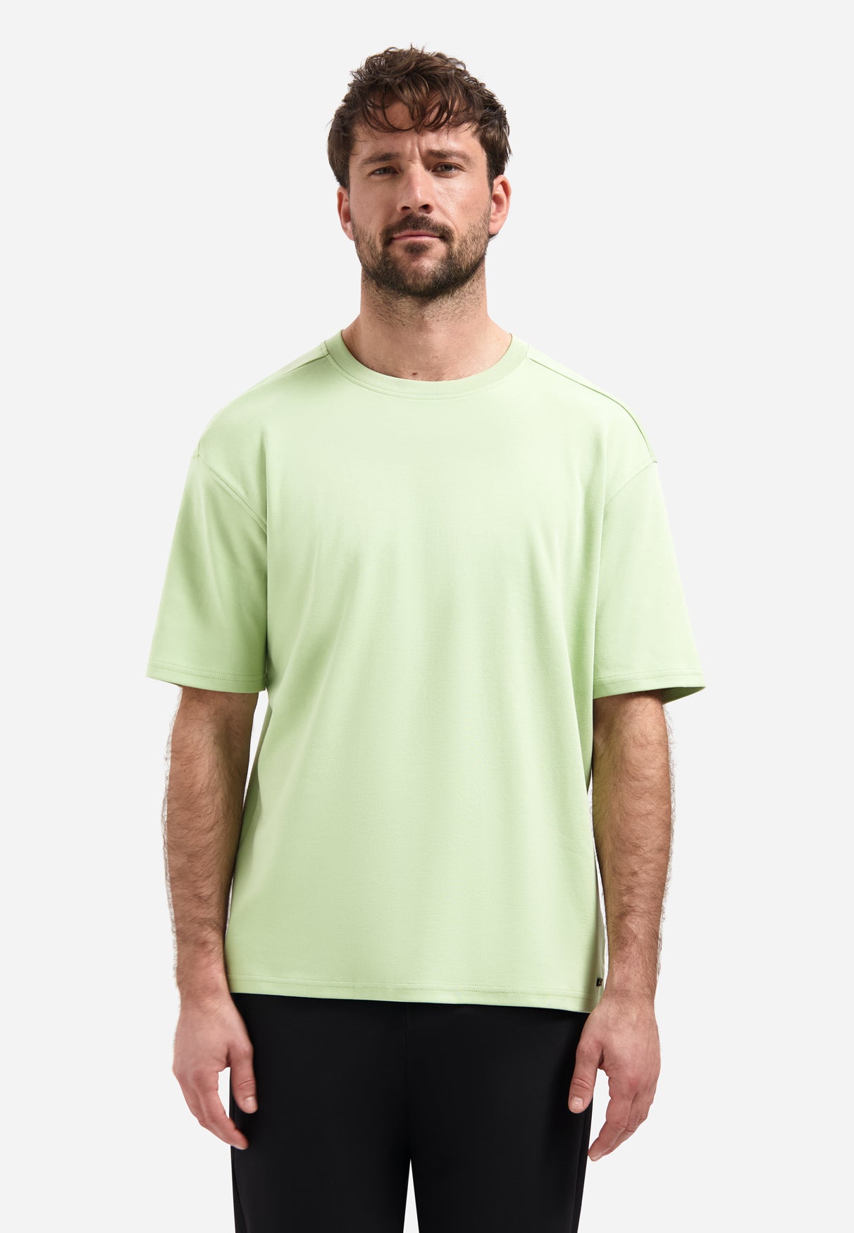 Interlock T-shirt with round neck. | Green