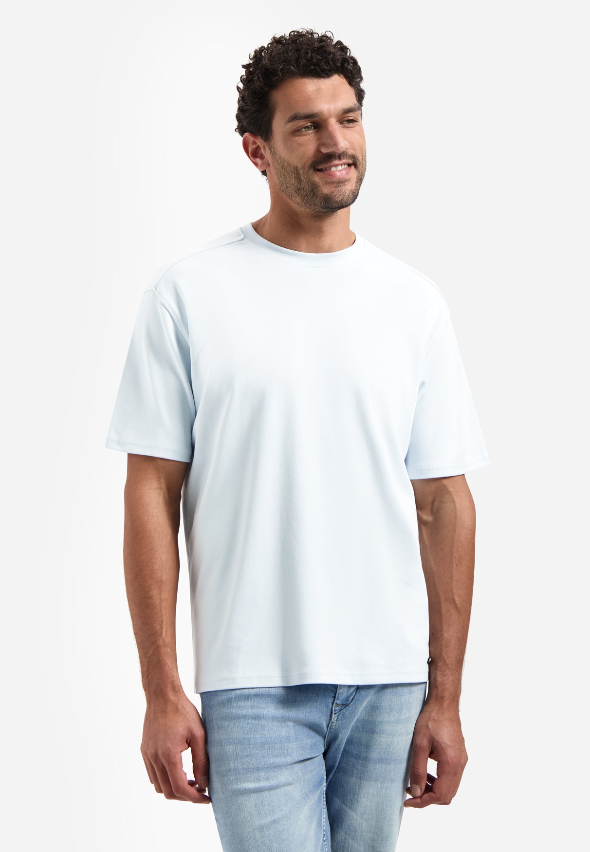 Interlock T-shirt with round neck | Sky