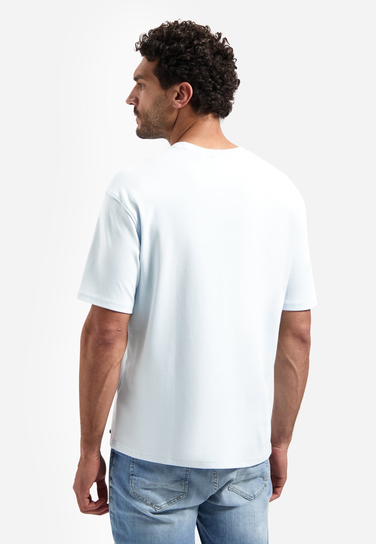 Interlock T-shirt with round neck | Sky