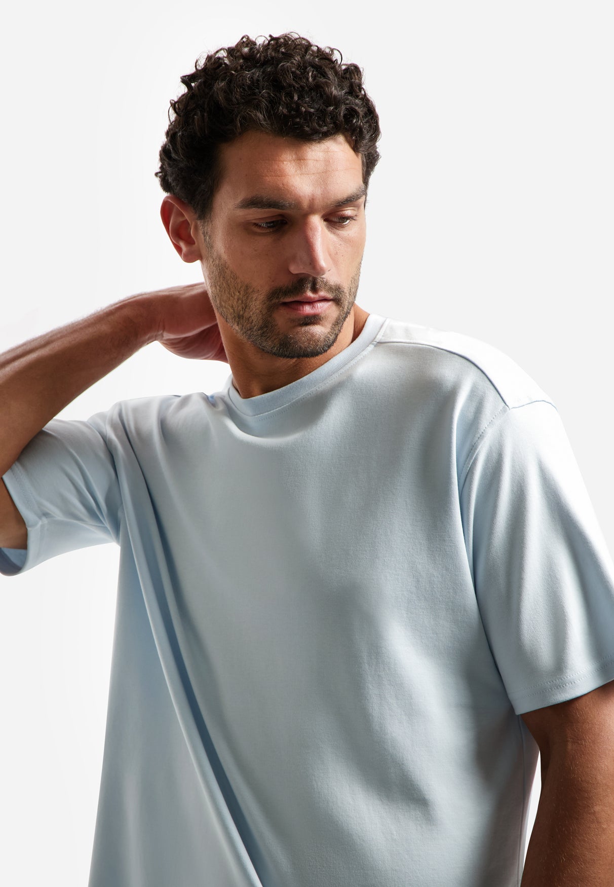 Interlock T-shirt with round neck | Sky