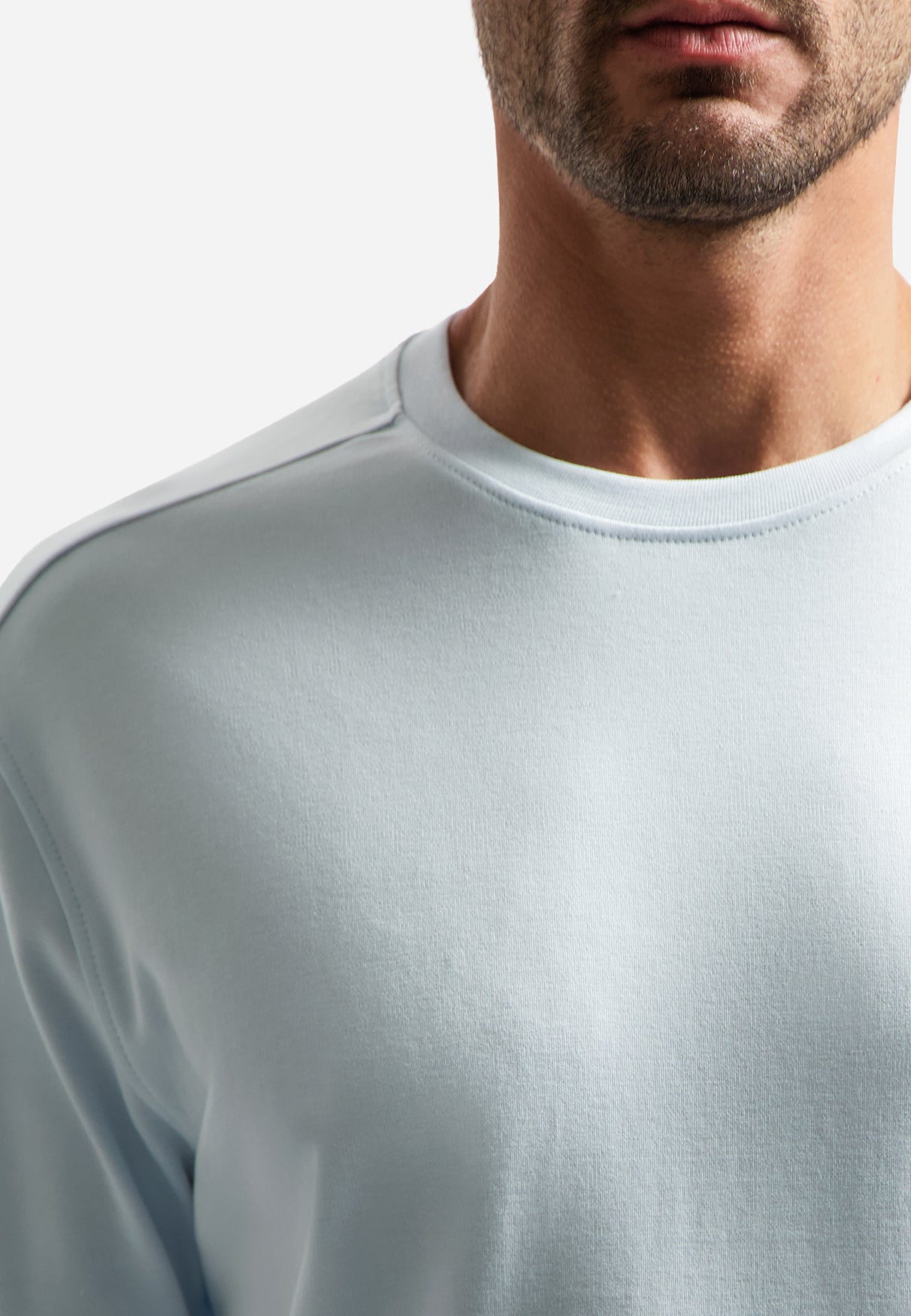 Interlock T-shirt with round neck | Sky