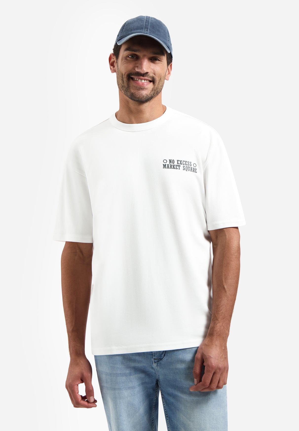 T-shirt interlock avec imprimé dans le dos | White