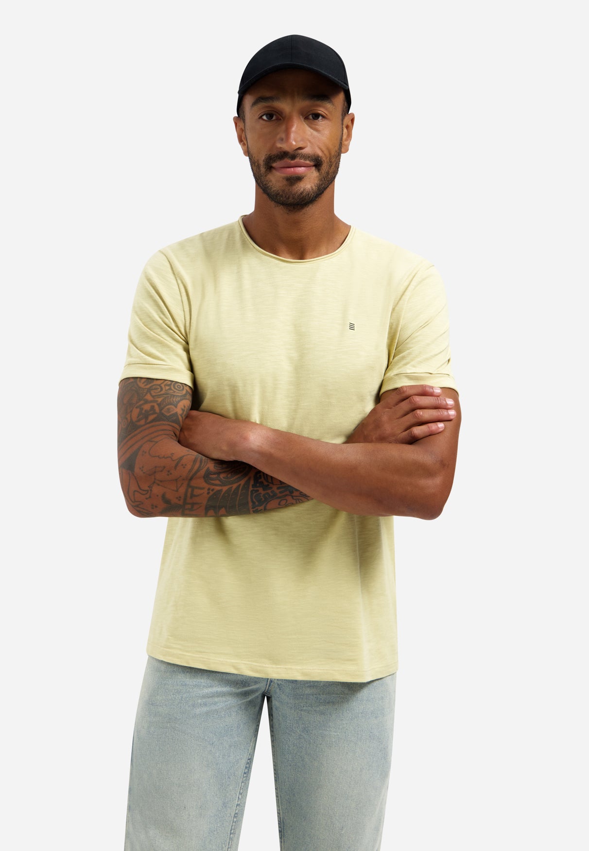 Slub T-shirt met ronde hals | Yellow