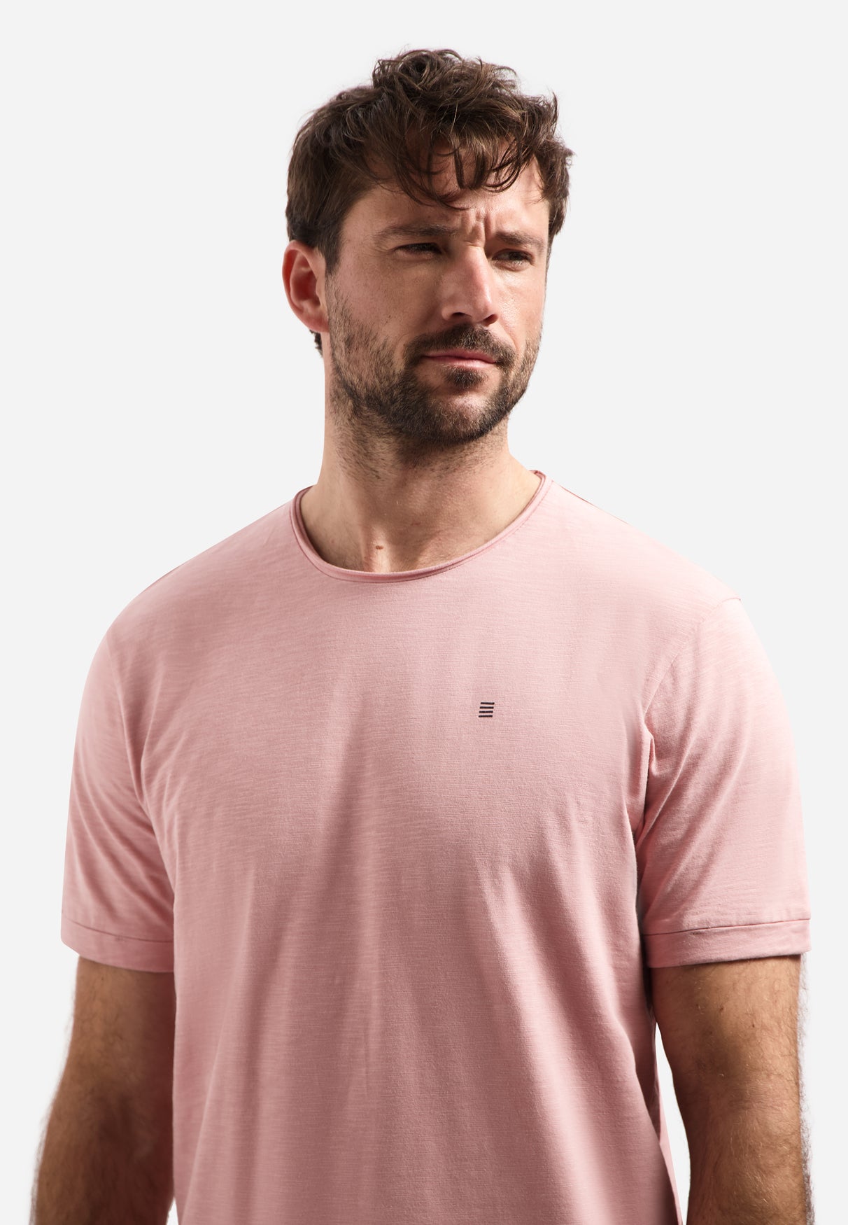 Slub T-shirt met ronde hals | Light Mauve