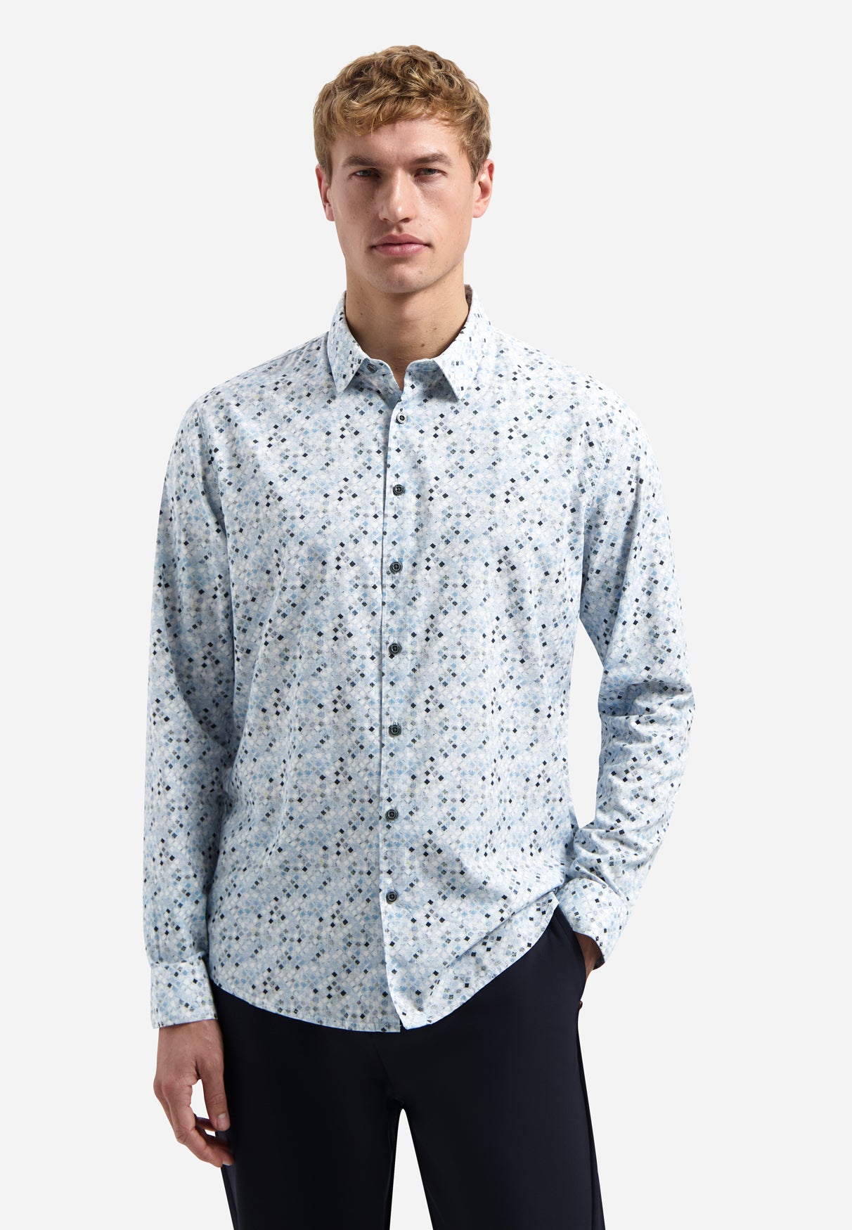 Shirt with microprint | Blue