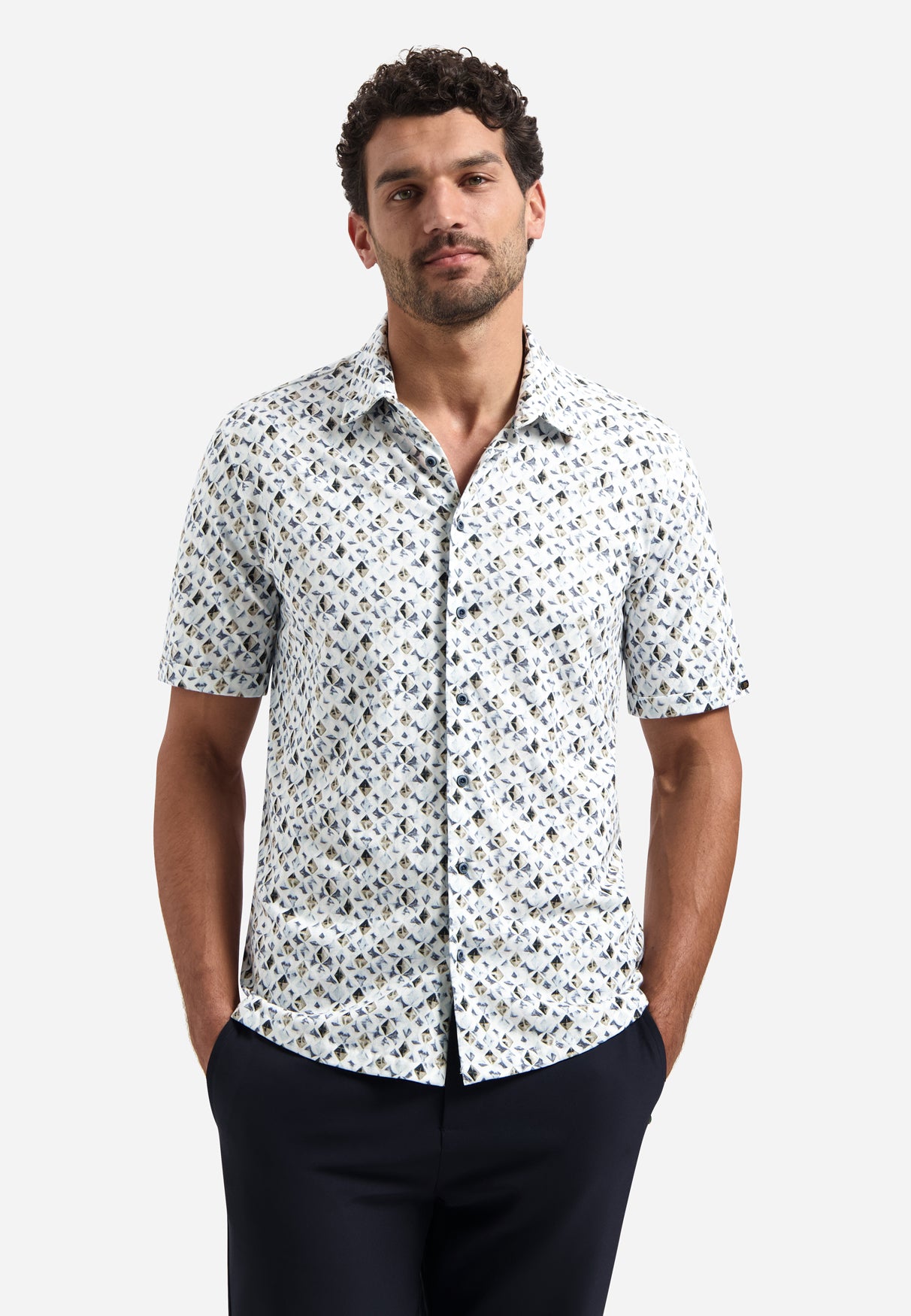Printed shirt with short sleeves | Blue