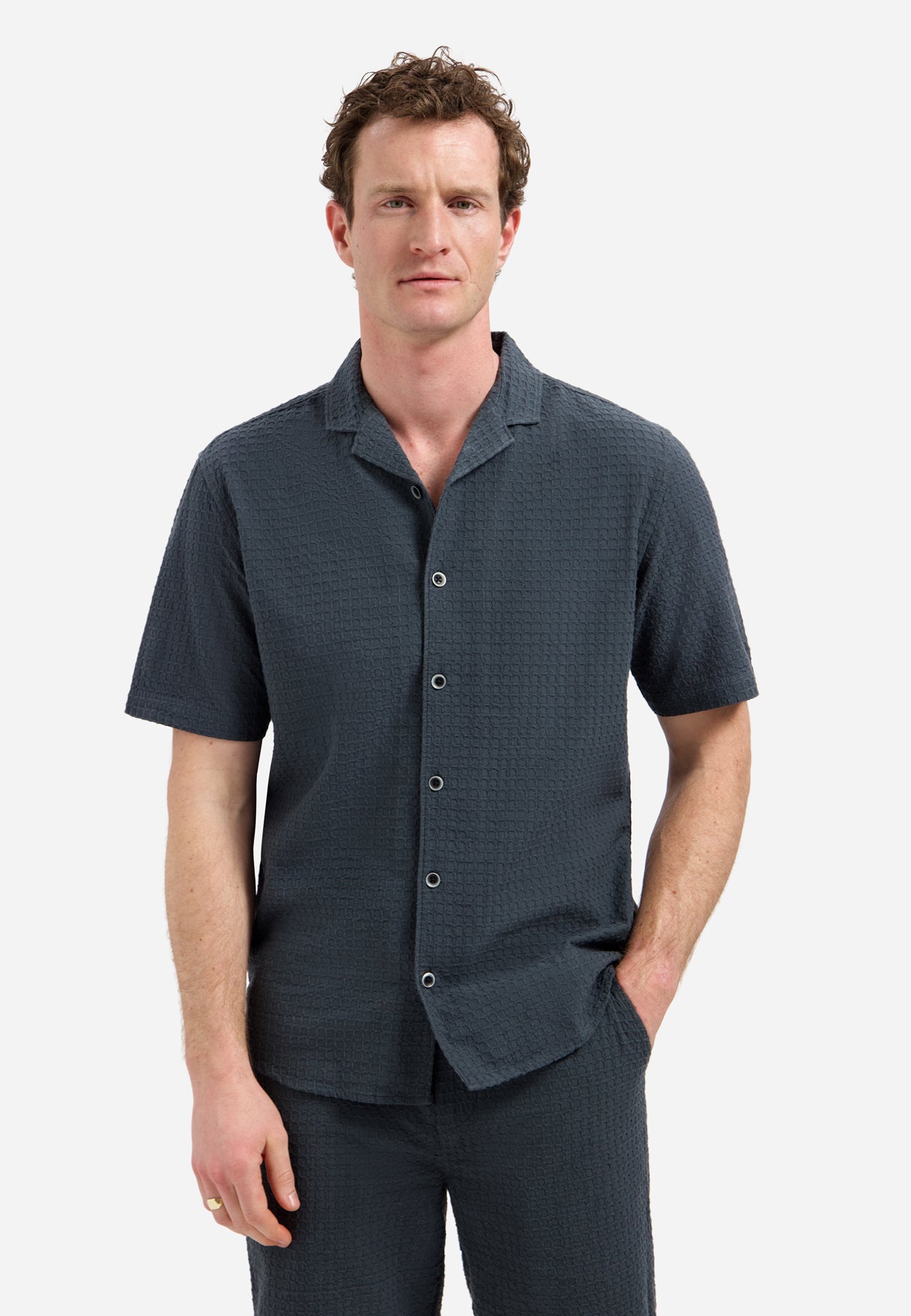 Chemise à manches courtes en coton | Dark Steel