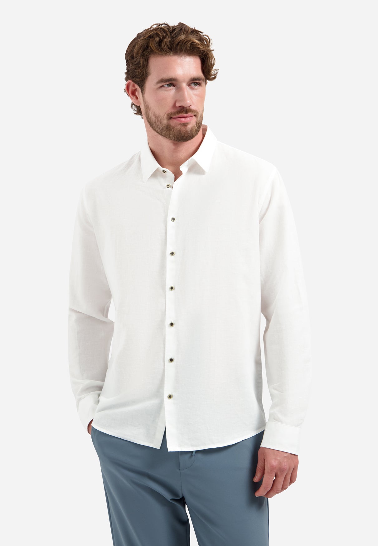 Linnenblend overhemd | White