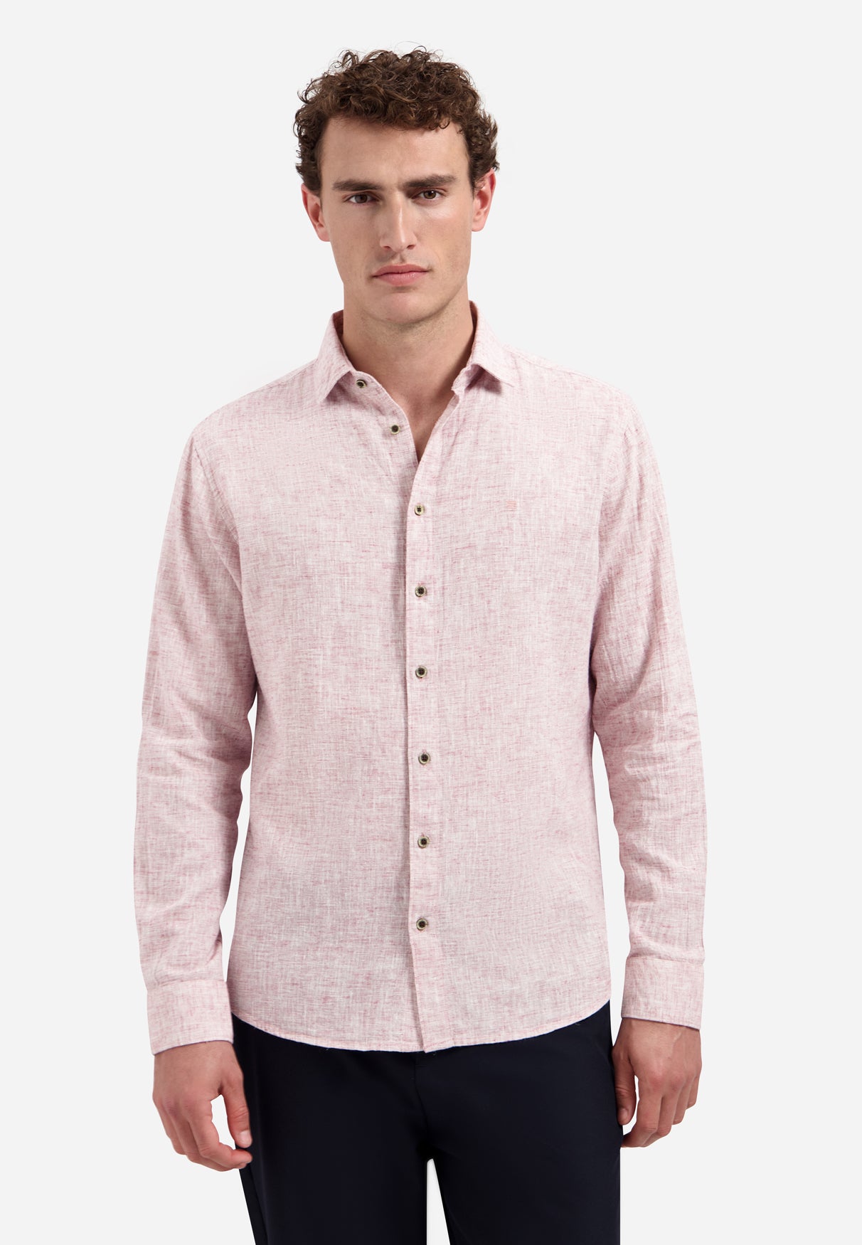 Chemise en lin mélangé bicolore | Mauve