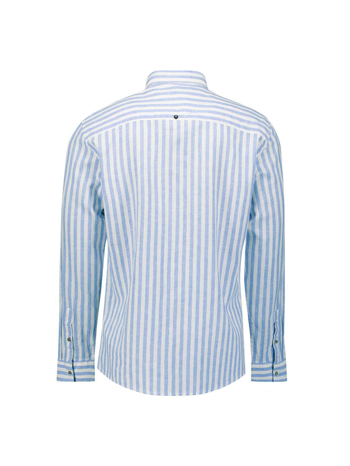 Linen-blend shirt with wide stripes | Blue