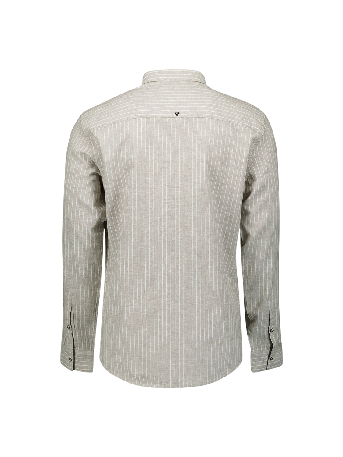 Linnenblend overhemd met fijne streep | Taupe