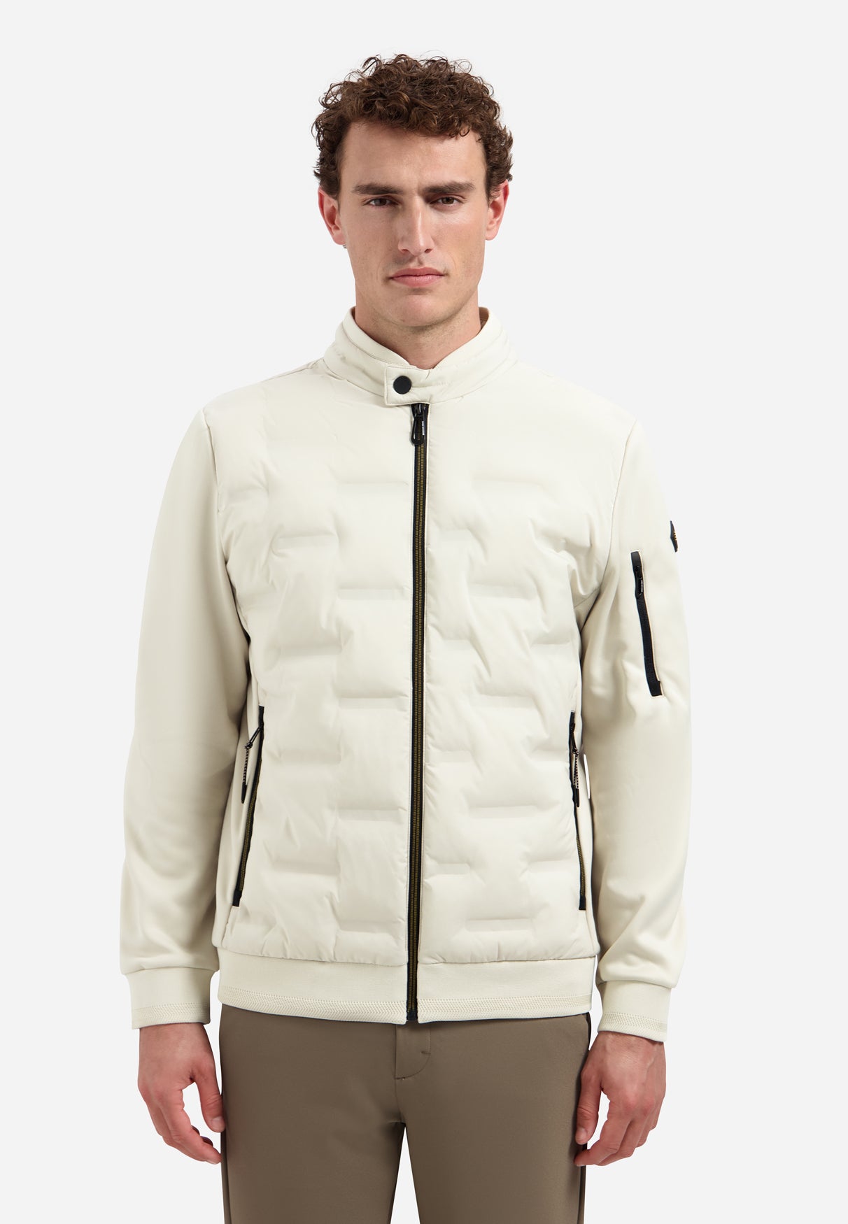 Veste courte rembourrée avec détails en maille | Stone