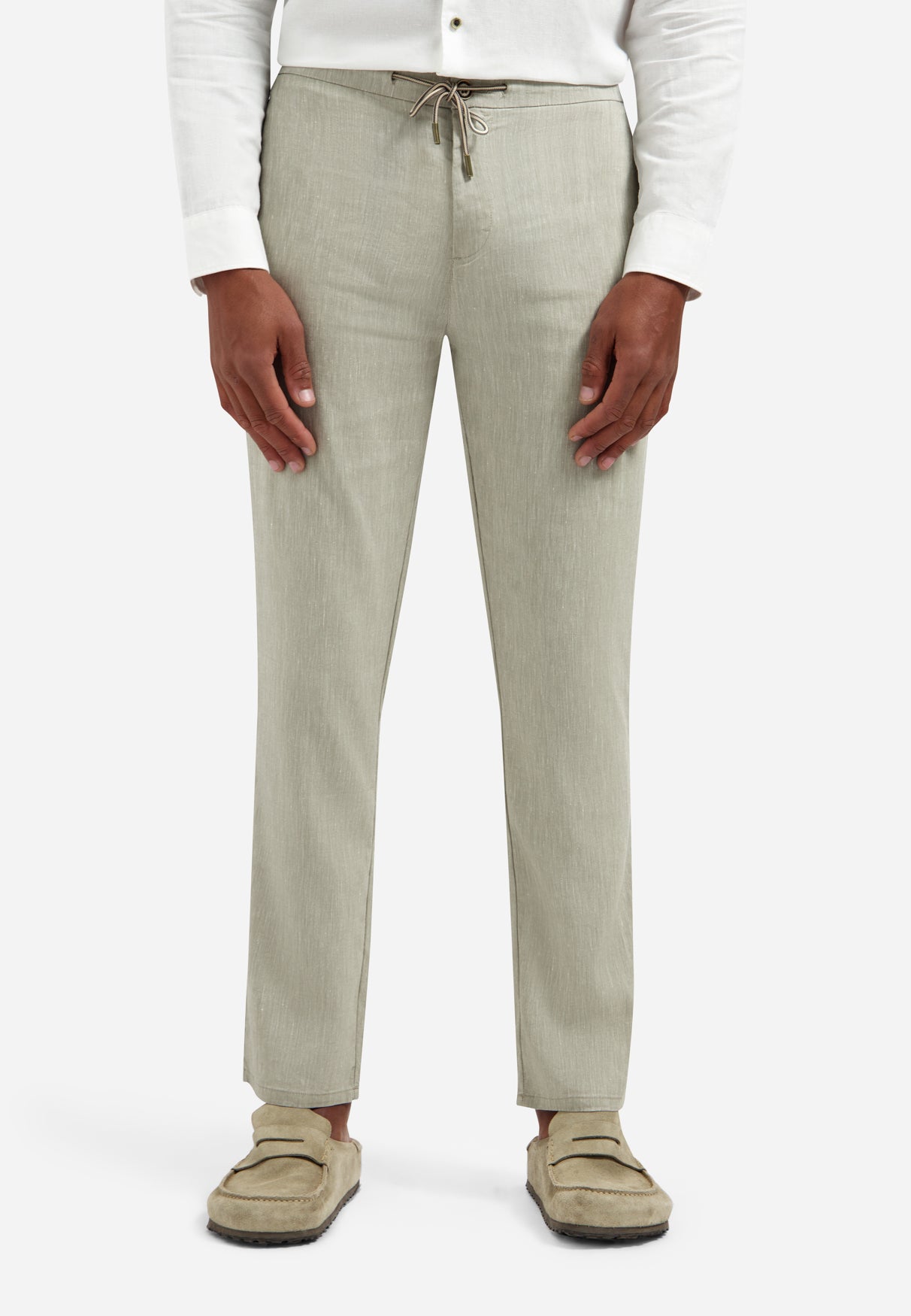 Linnen blend broek | Taupe
