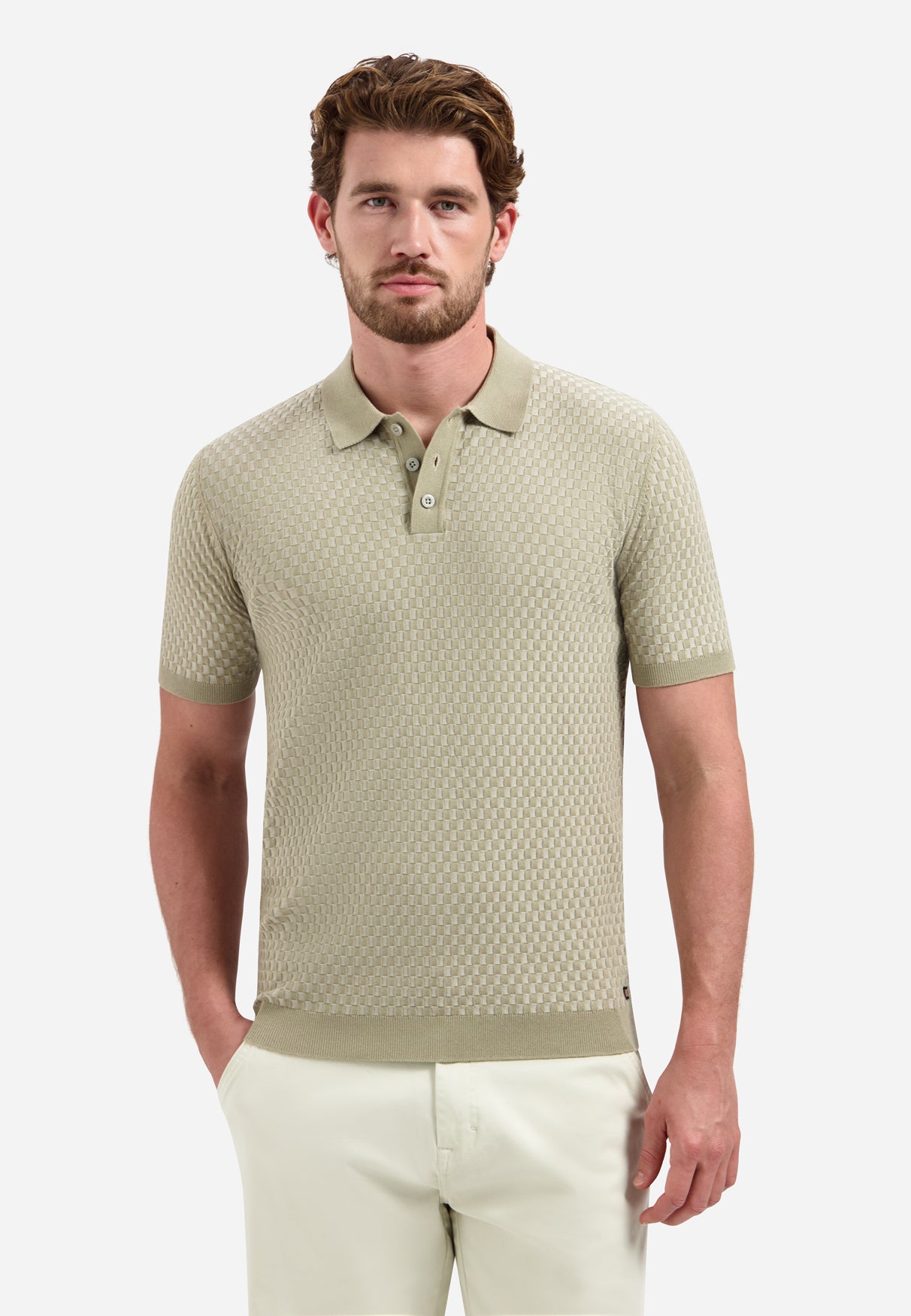 Polo met korte mouwen en knopen | Taupe