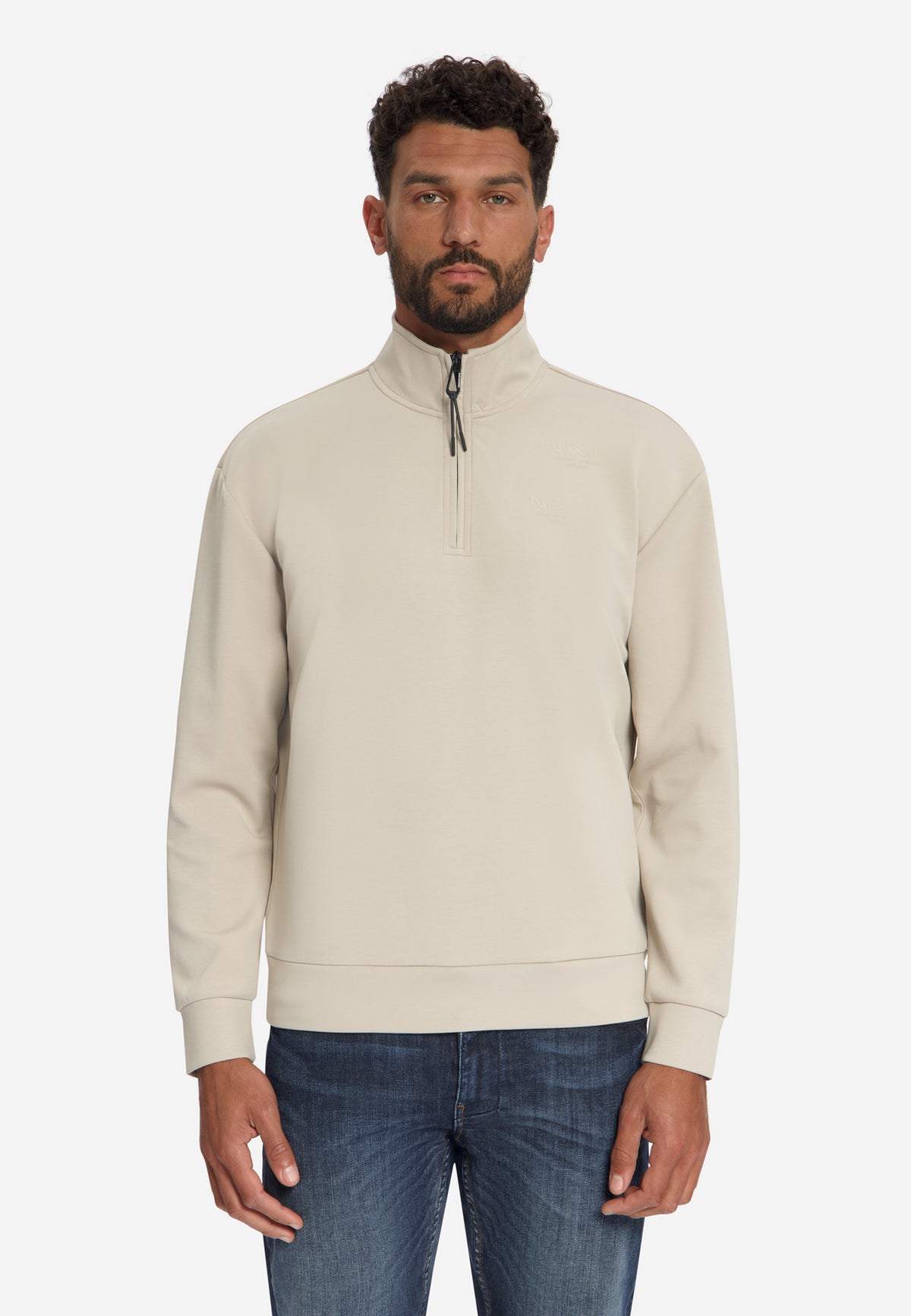 Sweater met Halve Rits | Cement