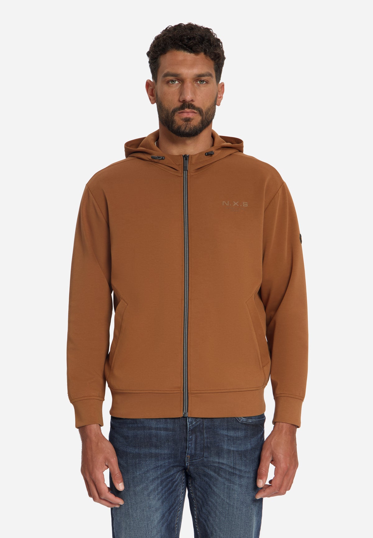 Sweat à capuche zippé | Caramel