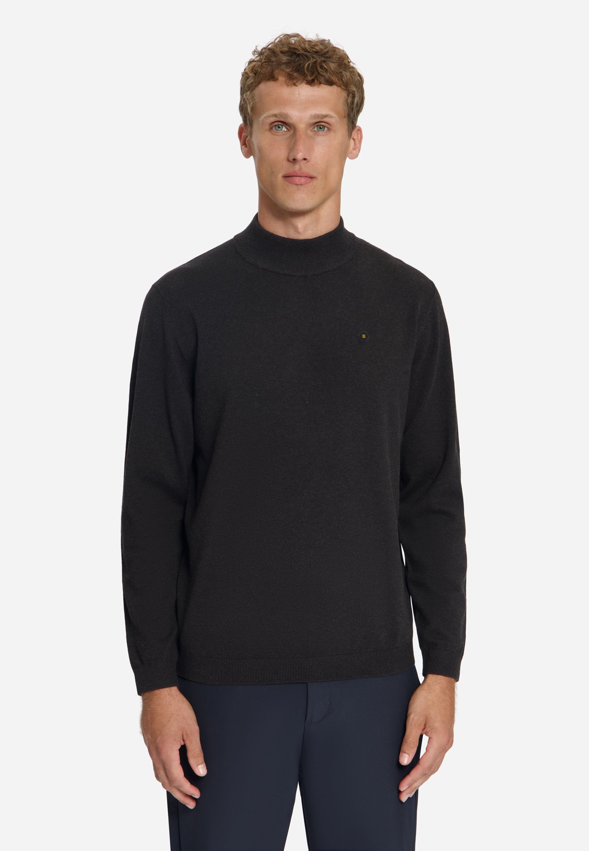 Pull à col roulé en maille fine | Marron foncé