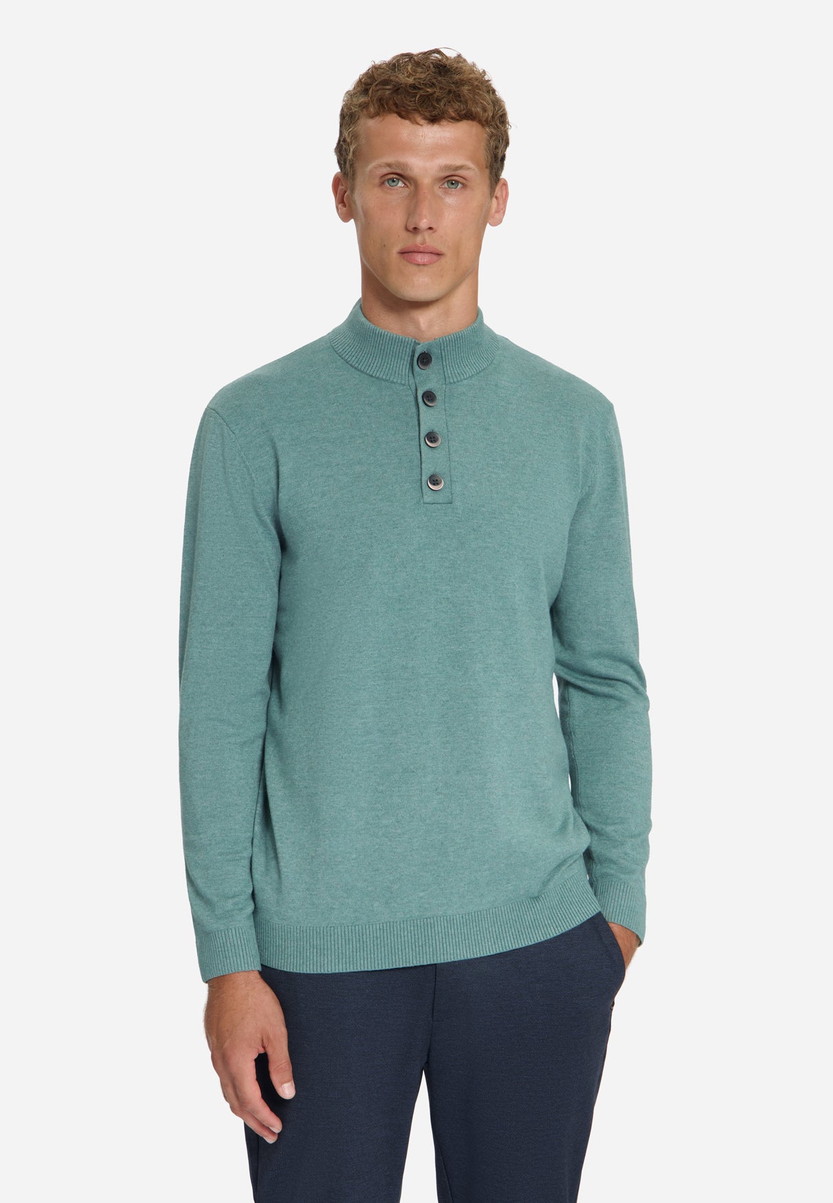 Pull à col boutonné | Bleu poudré
