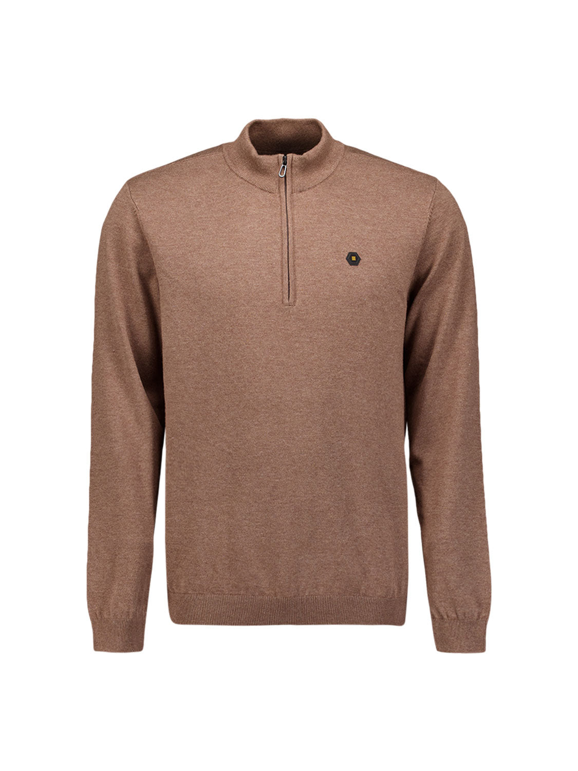Pull Col Zippé Mélange | Light Brown