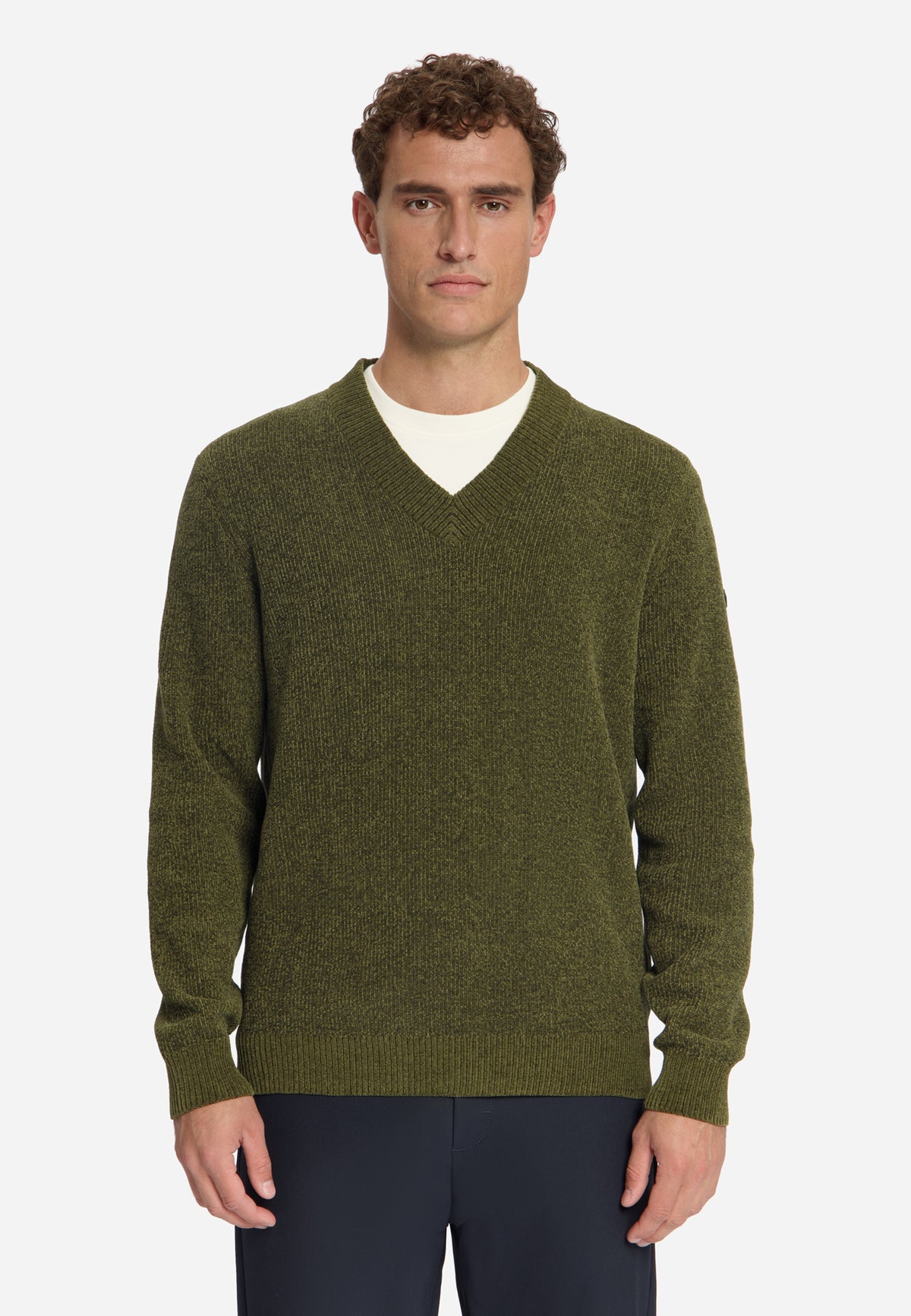 Zachte trui met V-hals | Moss