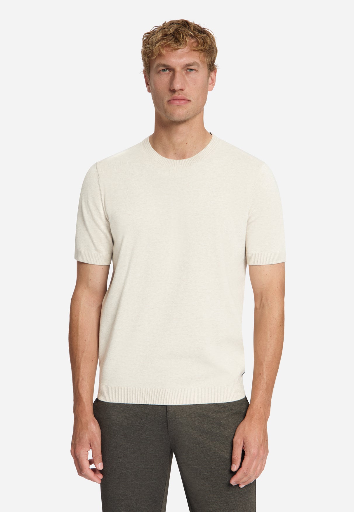 Melange Short Sleeve Jumper | Stone