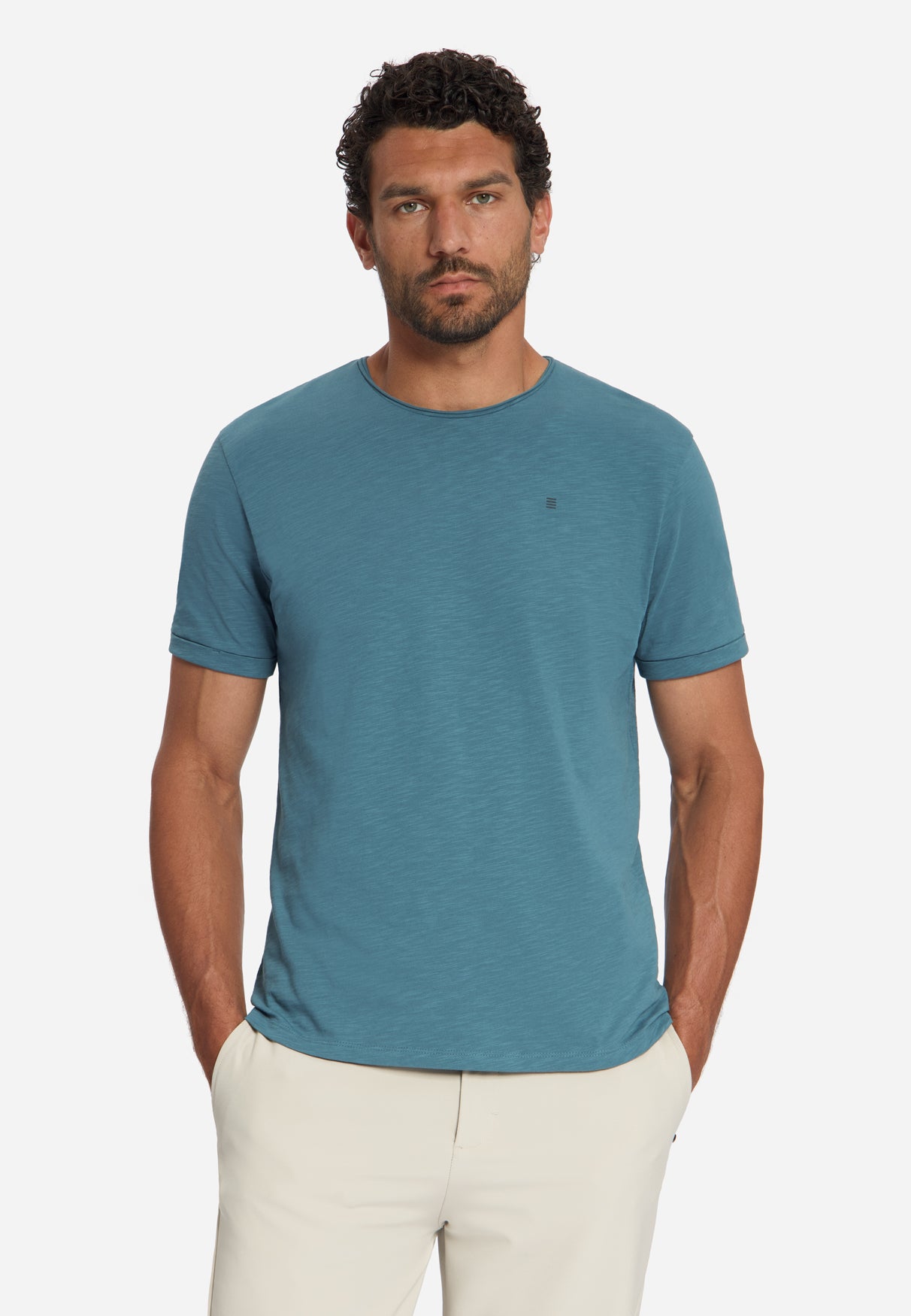 Katoenen Slub T-shirt | Shadow Blue