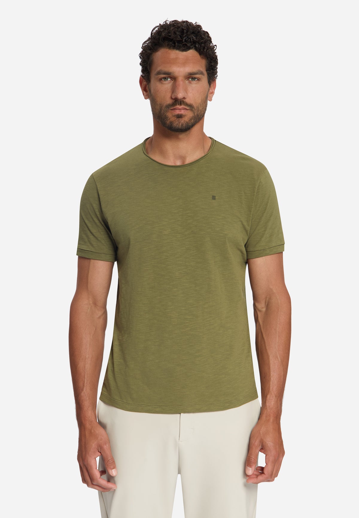 Katoenen Slub T-shirt | Moss