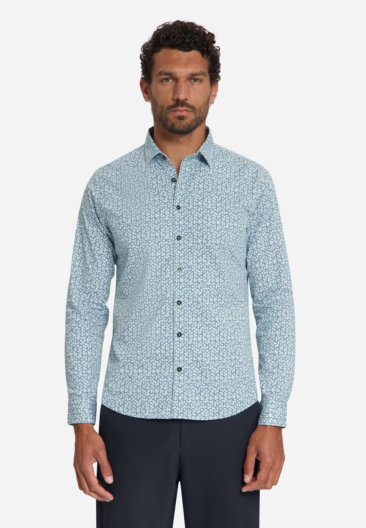 Chemise Stretch Imprimée | Dusty Blue