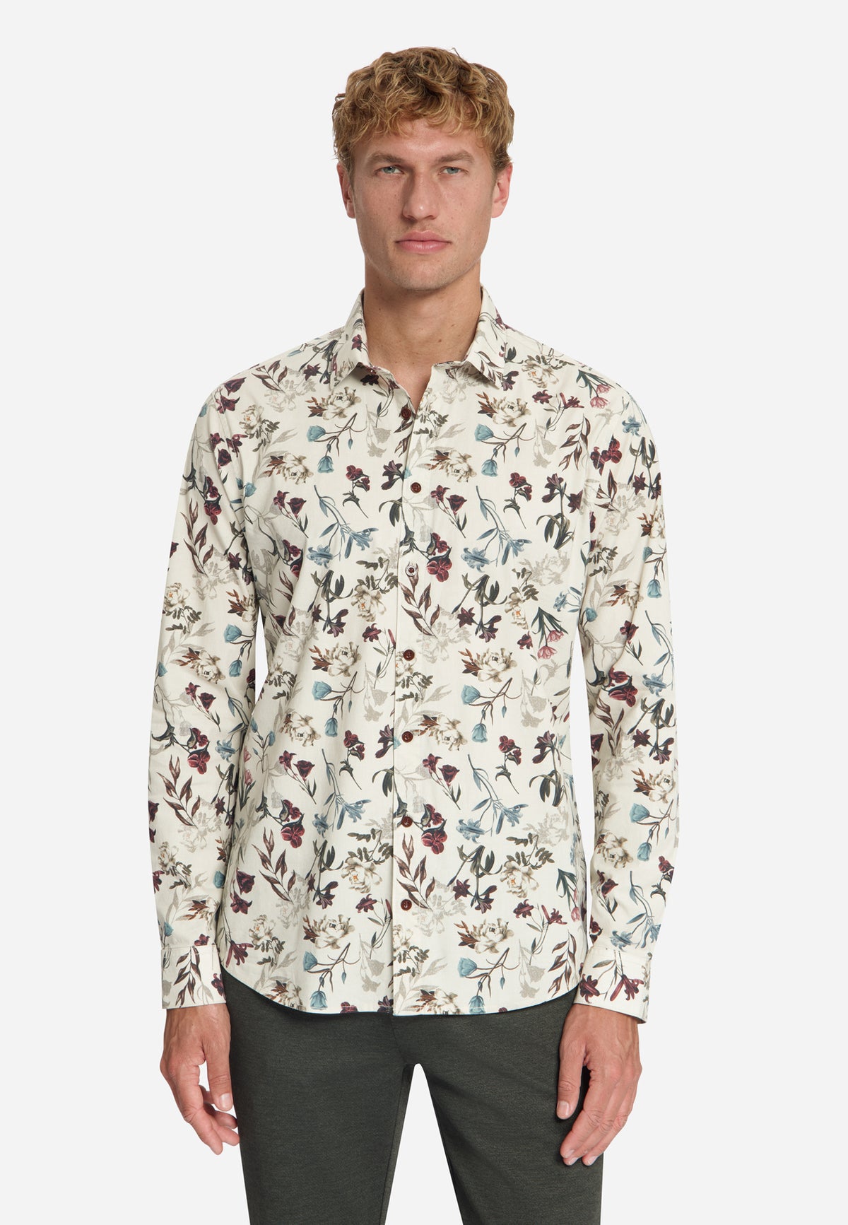 Geprint Stretch Overhemd | Stone