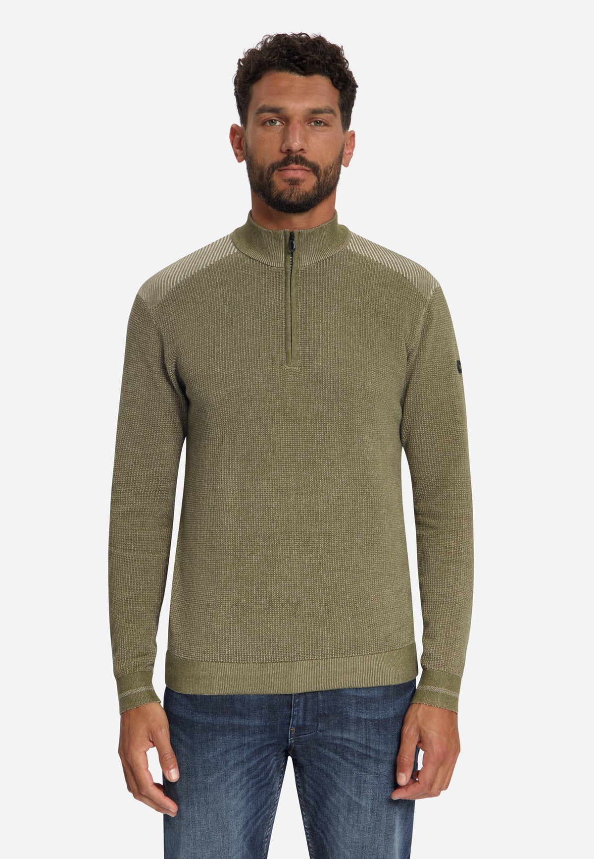 Plated half-zip trui | Moss