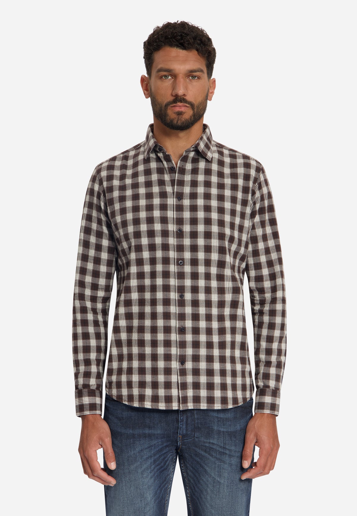 Katoenen geruit overhemd | Dark Brown